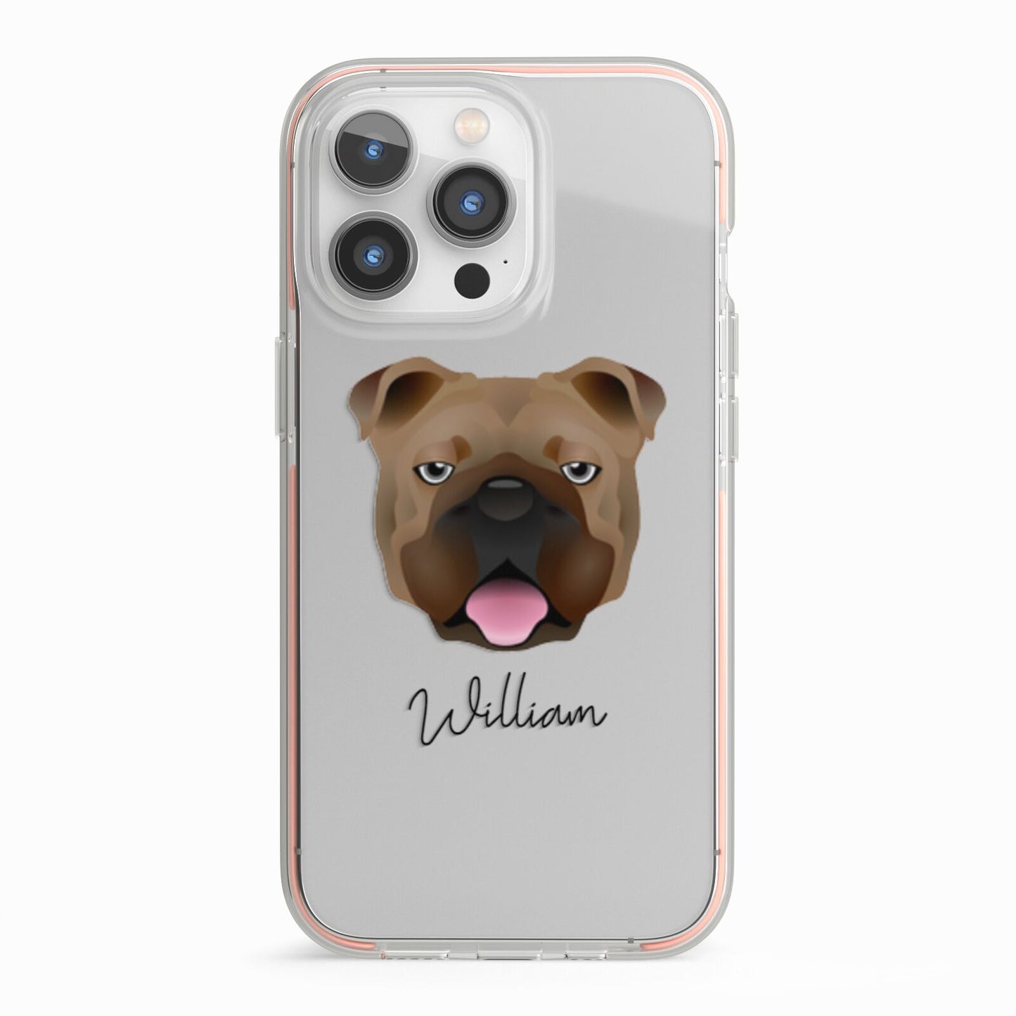 English Bulldog Personalised iPhone 13 Pro TPU Impact Case with Pink Edges