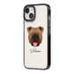 English Bulldog Personalised iPhone 14 Black Impact Case Side Angle on Silver phone