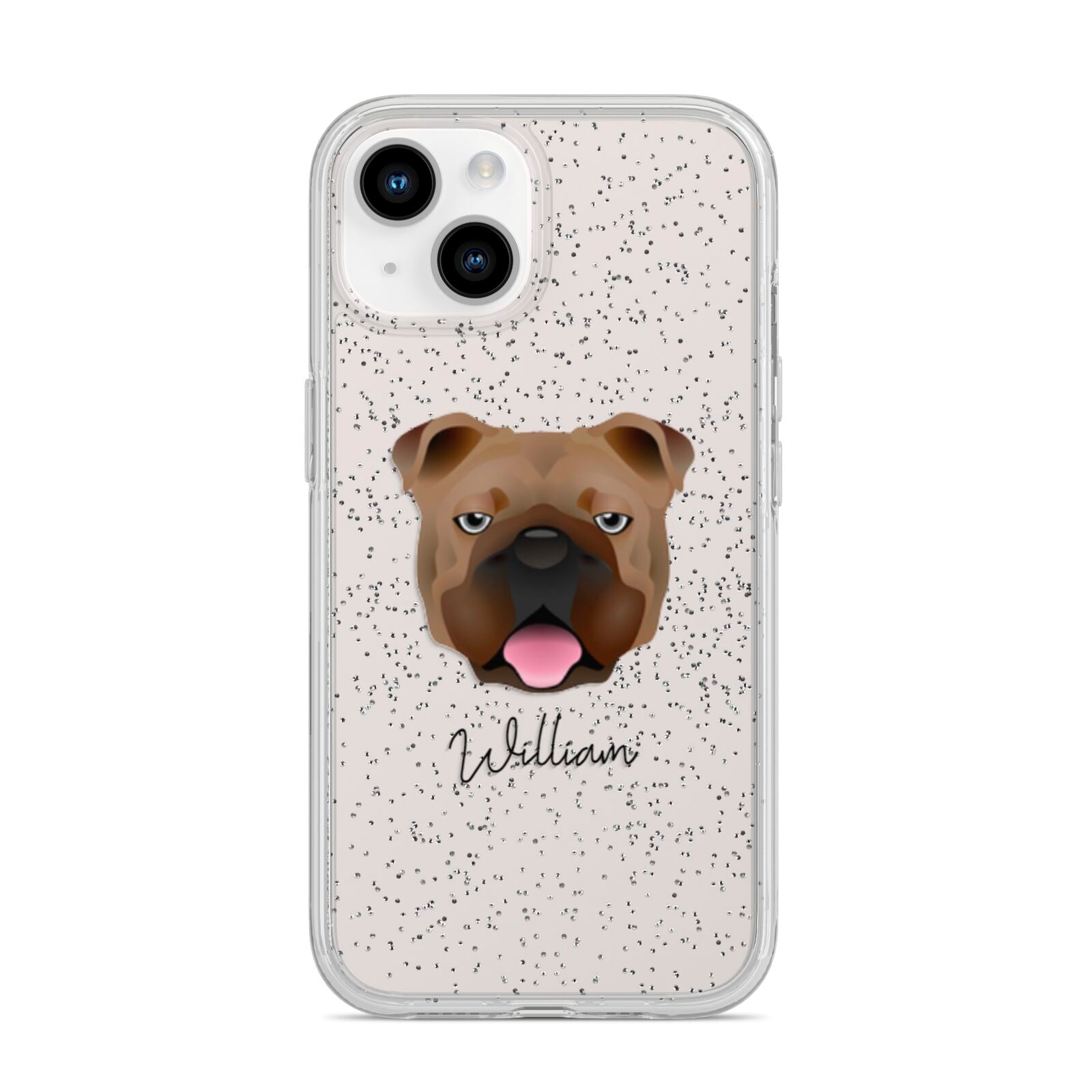 English Bulldog Personalised iPhone 14 Glitter Tough Case Starlight
