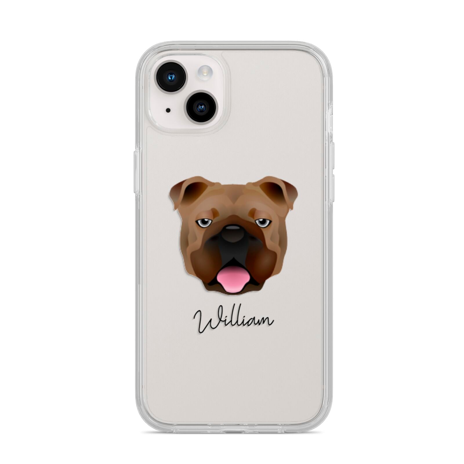 English Bulldog Personalised iPhone 14 Plus Clear Tough Case Starlight