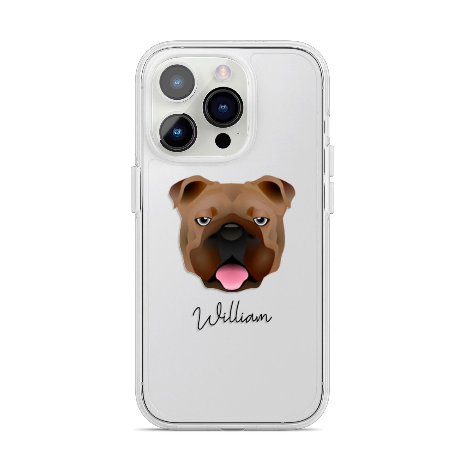 English Bulldog Personalised iPhone 14 Pro Clear Tough Case Silver