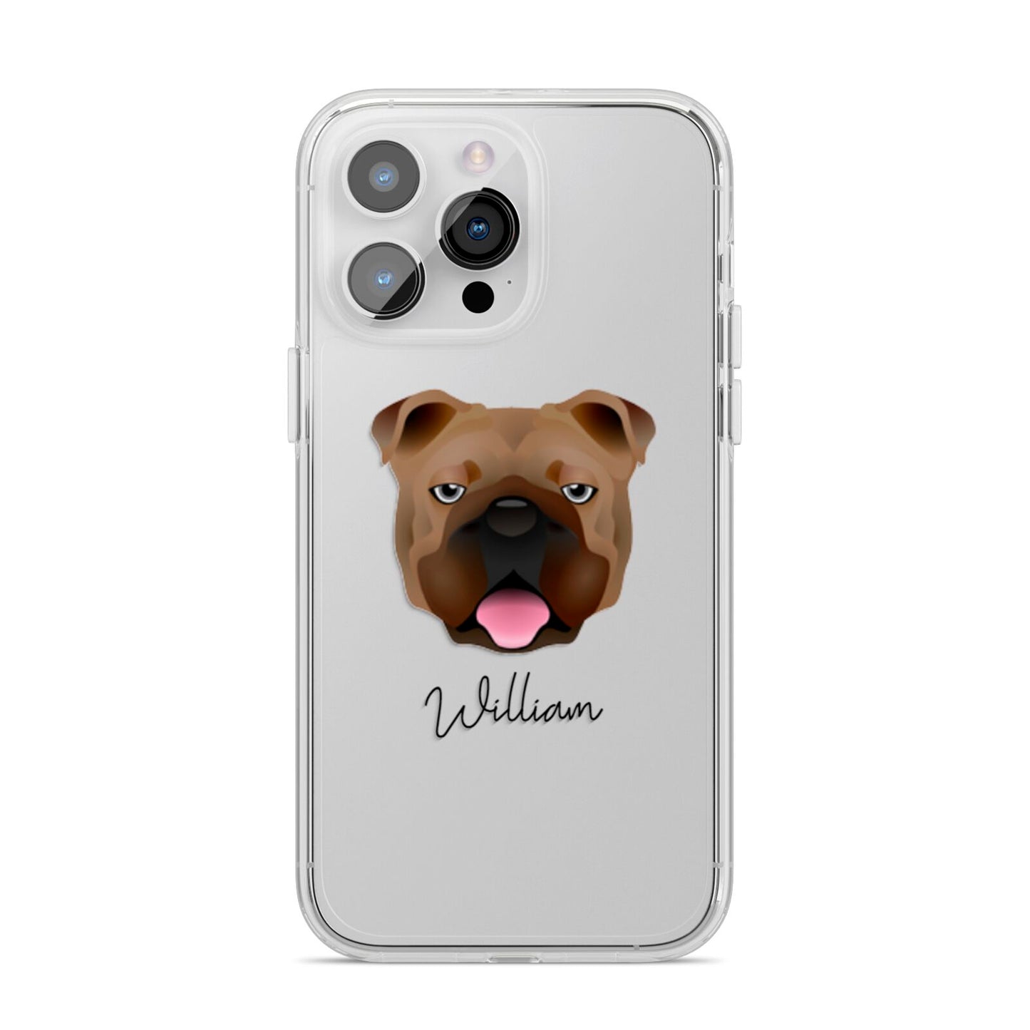 English Bulldog Personalised iPhone 14 Pro Max Clear Tough Case Silver