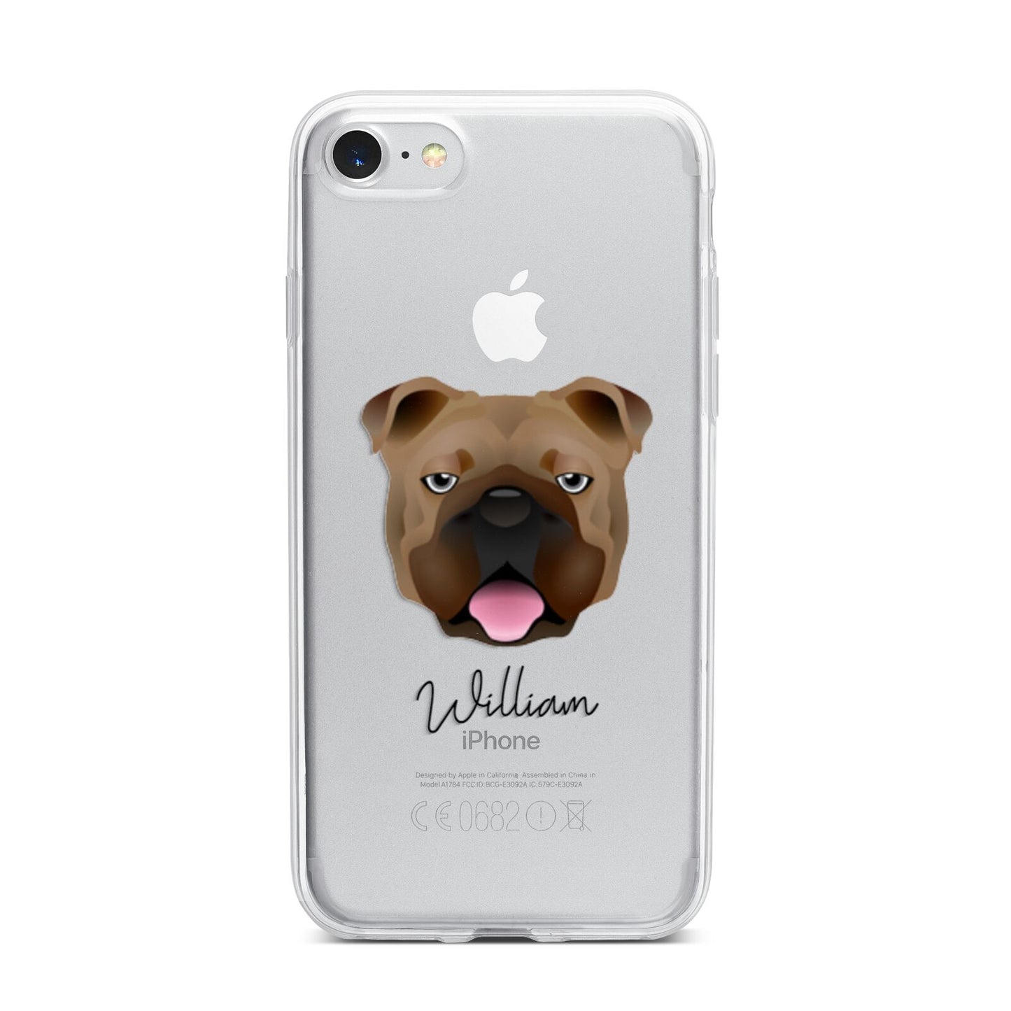 English Bulldog Personalised iPhone 7 Bumper Case on Silver iPhone
