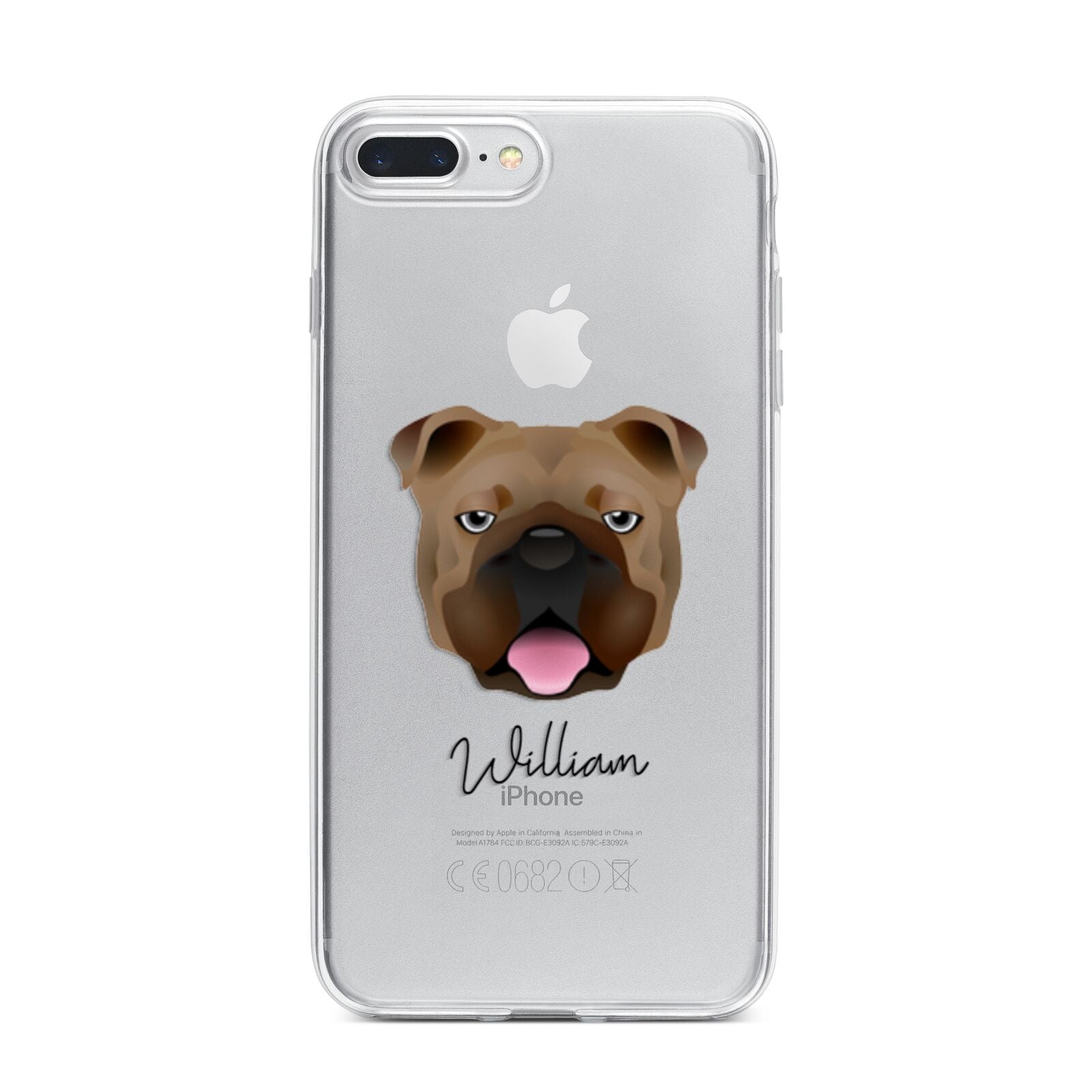 English Bulldog Personalised iPhone 7 Plus Bumper Case on Silver iPhone