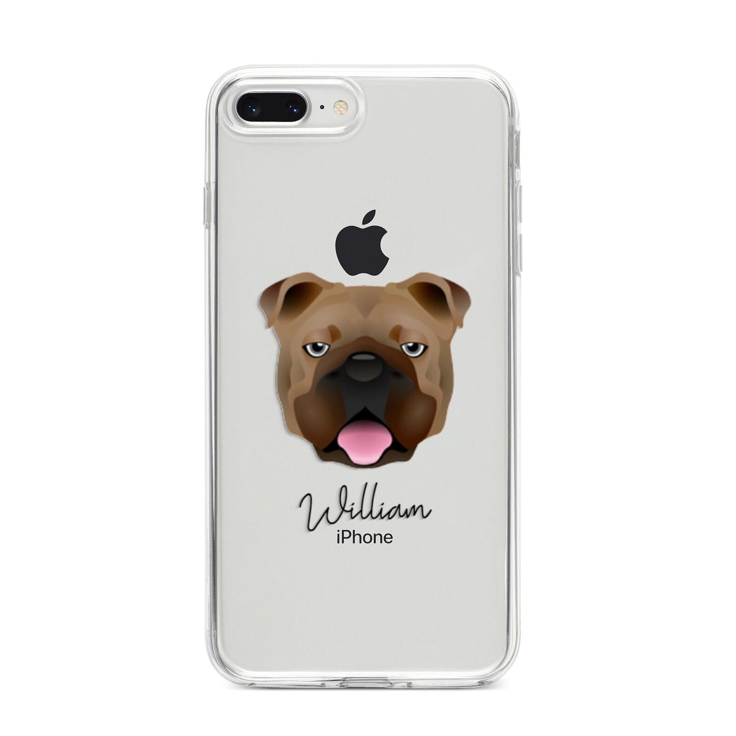 English Bulldog Personalised iPhone 8 Plus Bumper Case on Silver iPhone
