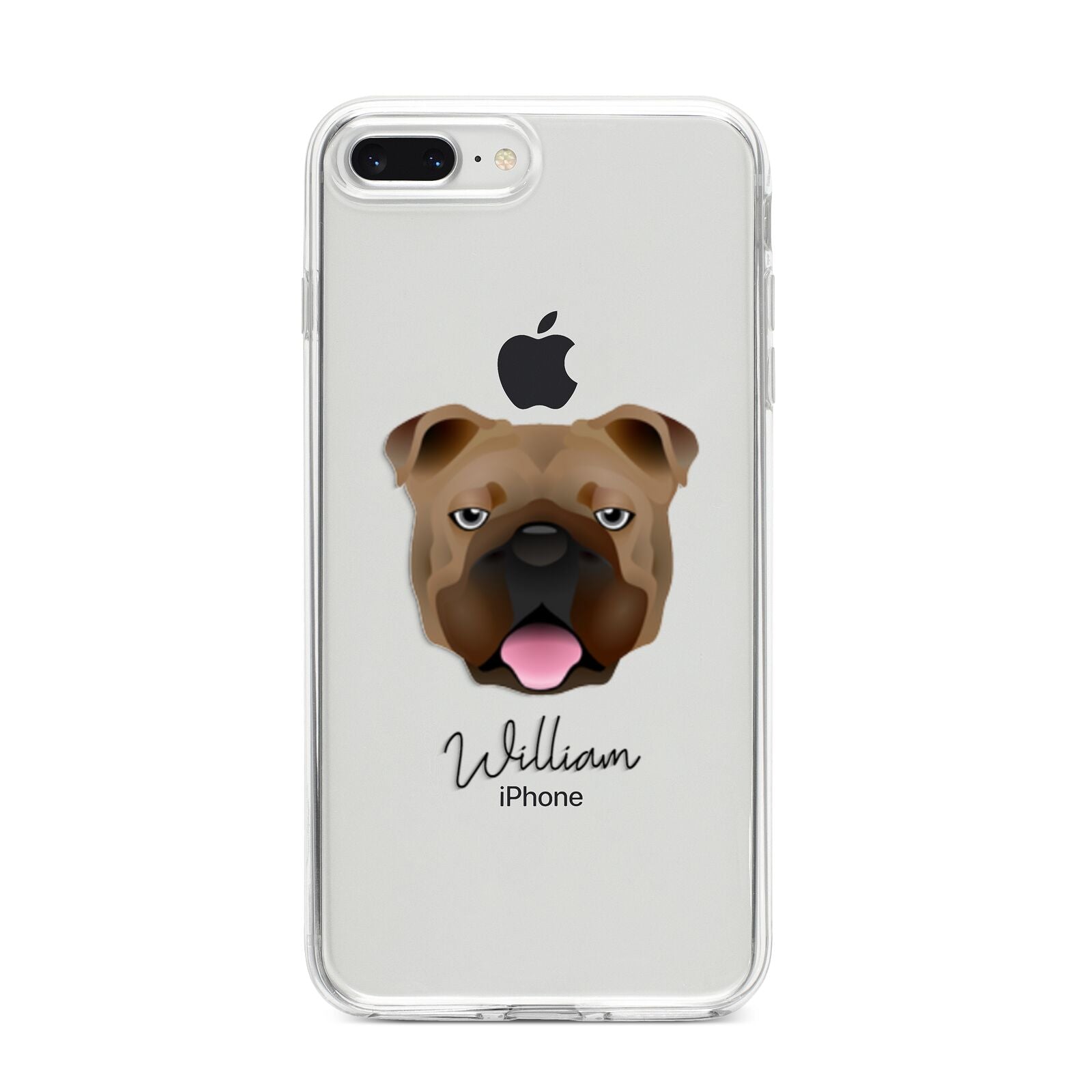 English Bulldog Personalised iPhone 8 Plus Bumper Case on Silver iPhone