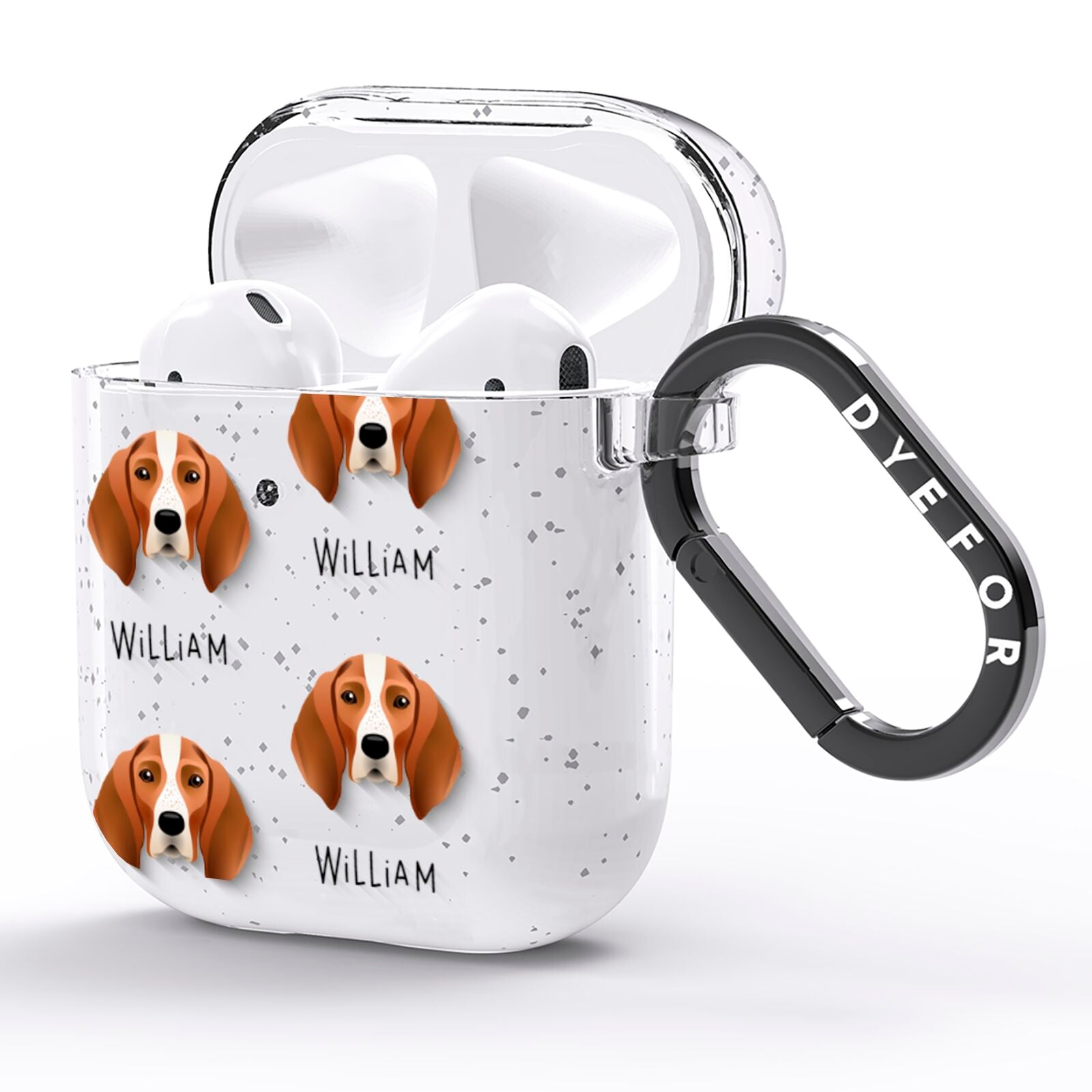 English Coonhound Icon with Name AirPods Glitter Case Side Image