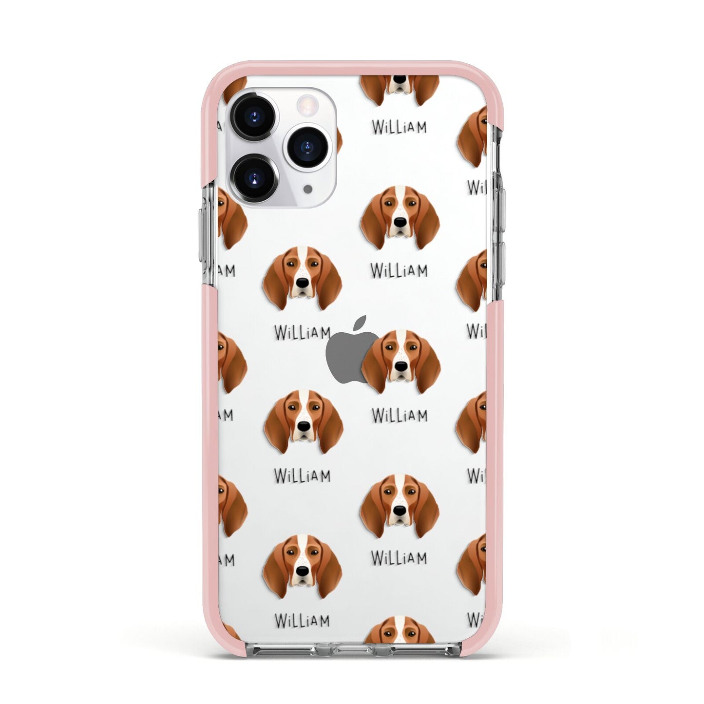 English Coonhound Icon with Name Apple iPhone 11 Pro in Silver with Pink Impact Case