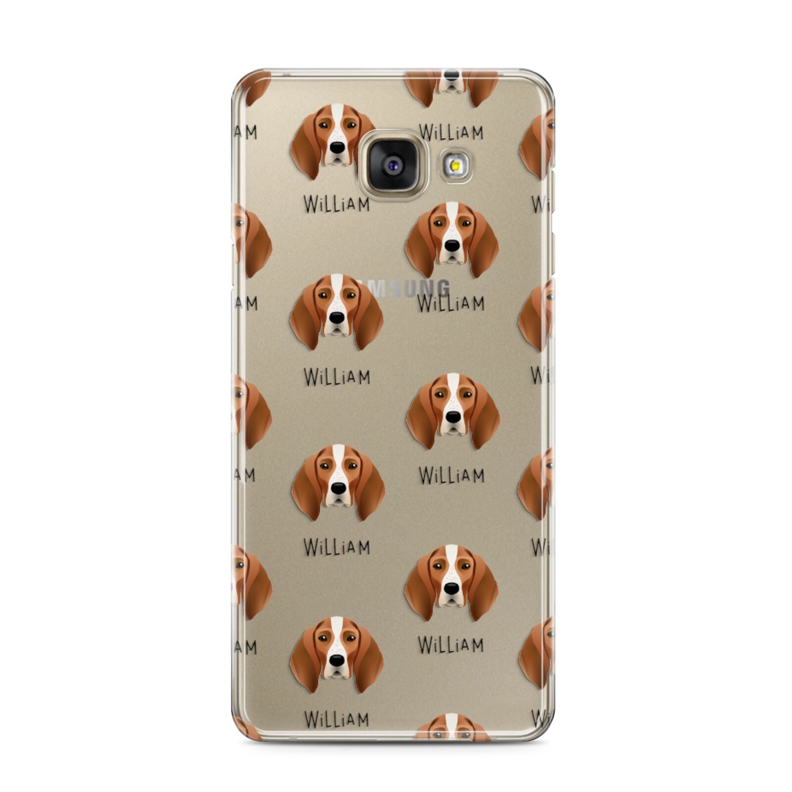 English Coonhound Icon with Name Samsung Galaxy A3 2016 Case on gold phone