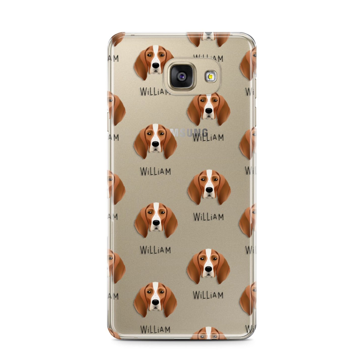 English Coonhound Icon with Name Samsung Galaxy A7 2016 Case on gold phone