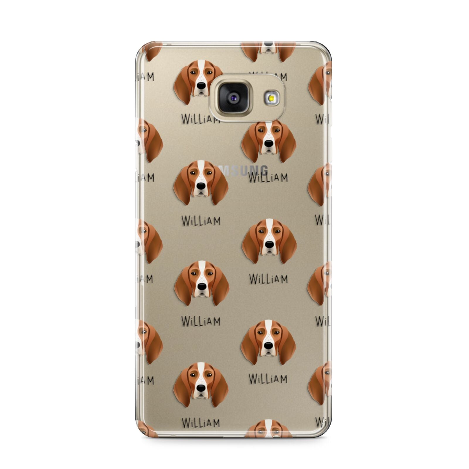 English Coonhound Icon with Name Samsung Galaxy A9 2016 Case on gold phone