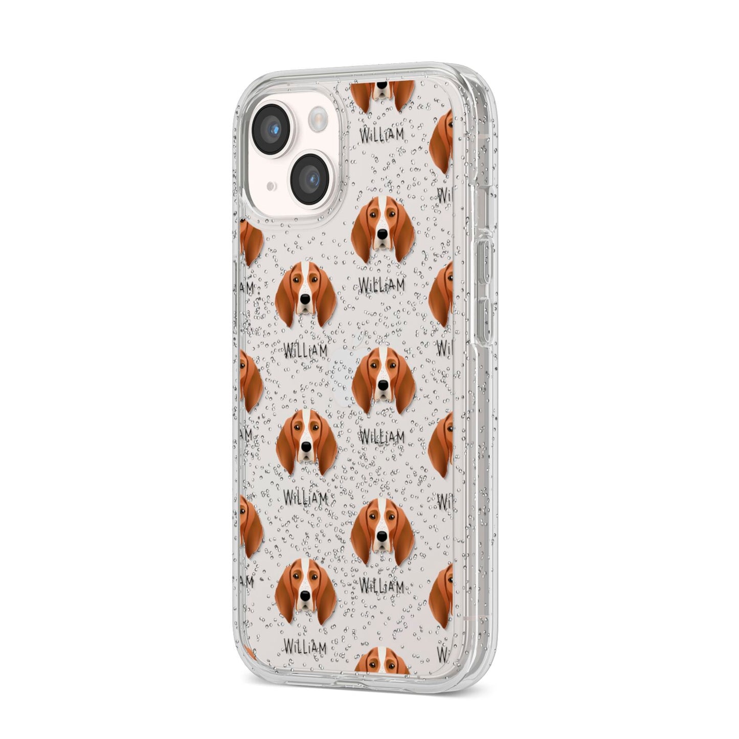 English Coonhound Icon with Name iPhone 14 Glitter Tough Case Starlight Angled Image