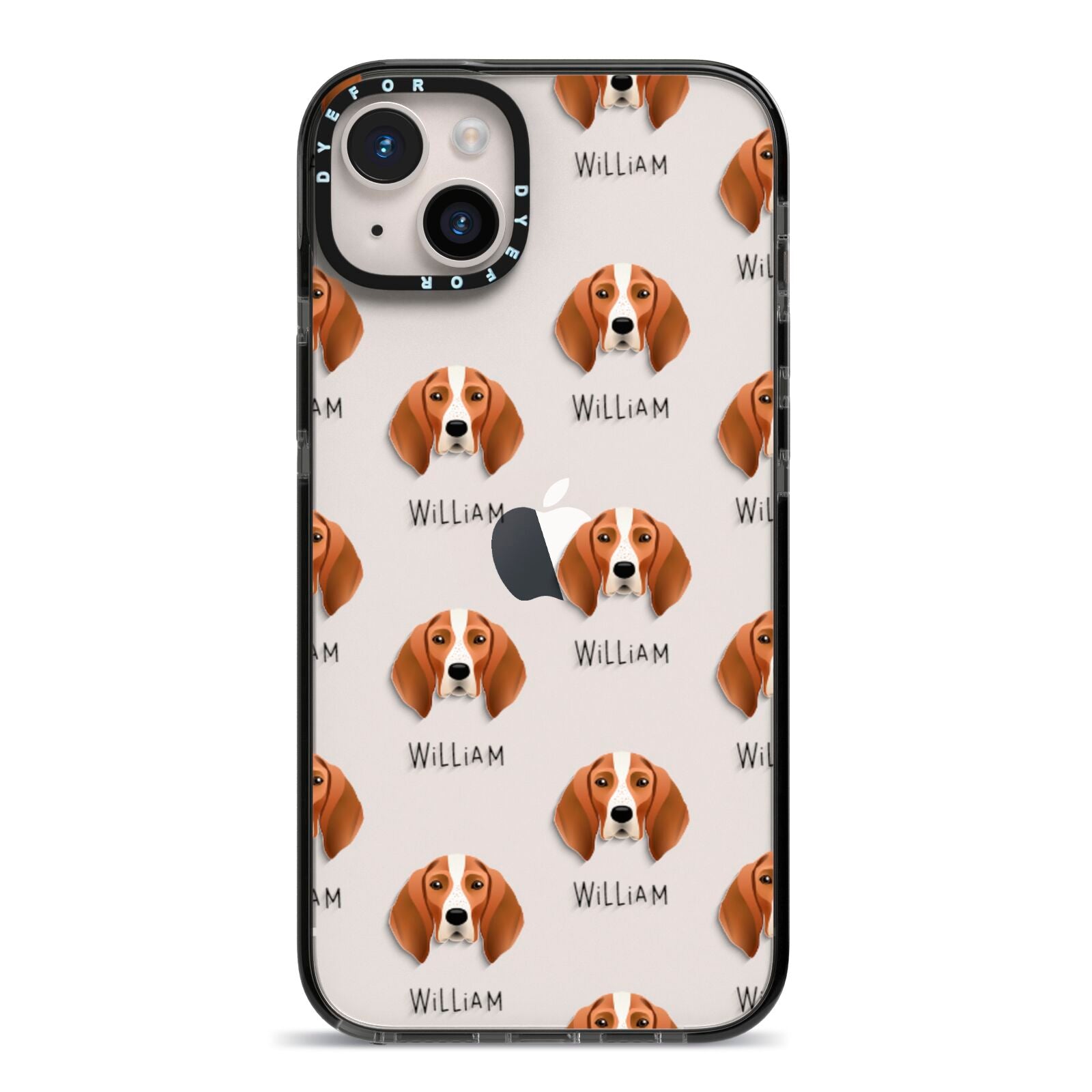 English Coonhound Icon with Name iPhone 14 Plus Black Impact Case on Silver phone