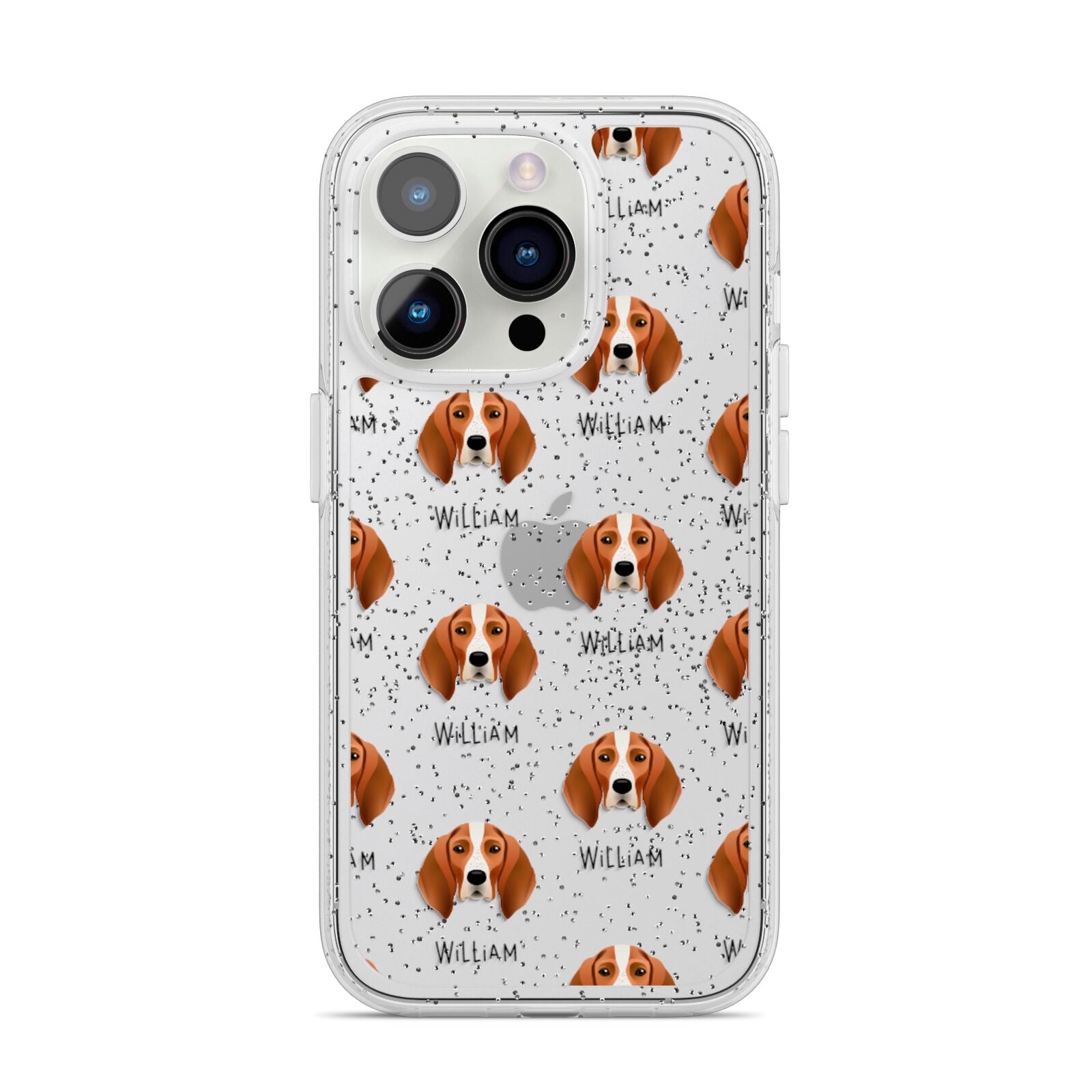 English Coonhound Icon with Name iPhone 14 Pro Glitter Tough Case Silver
