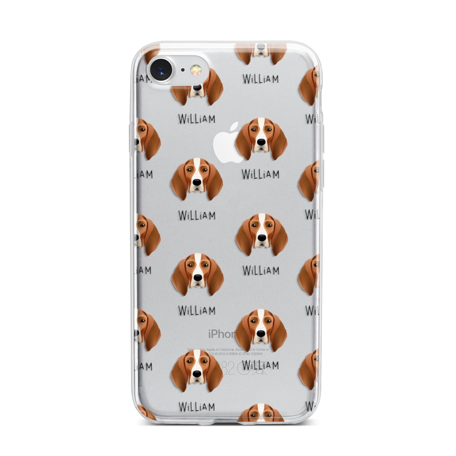 English Coonhound Icon with Name iPhone 7 Bumper Case on Silver iPhone