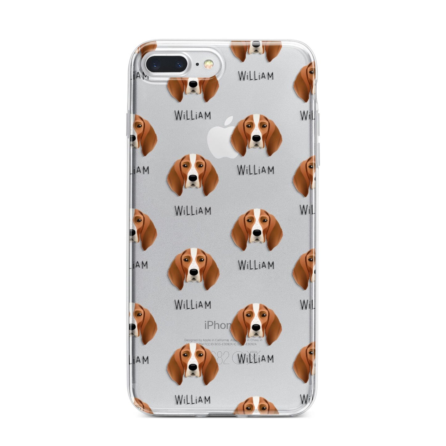 English Coonhound Icon with Name iPhone 7 Plus Bumper Case on Silver iPhone