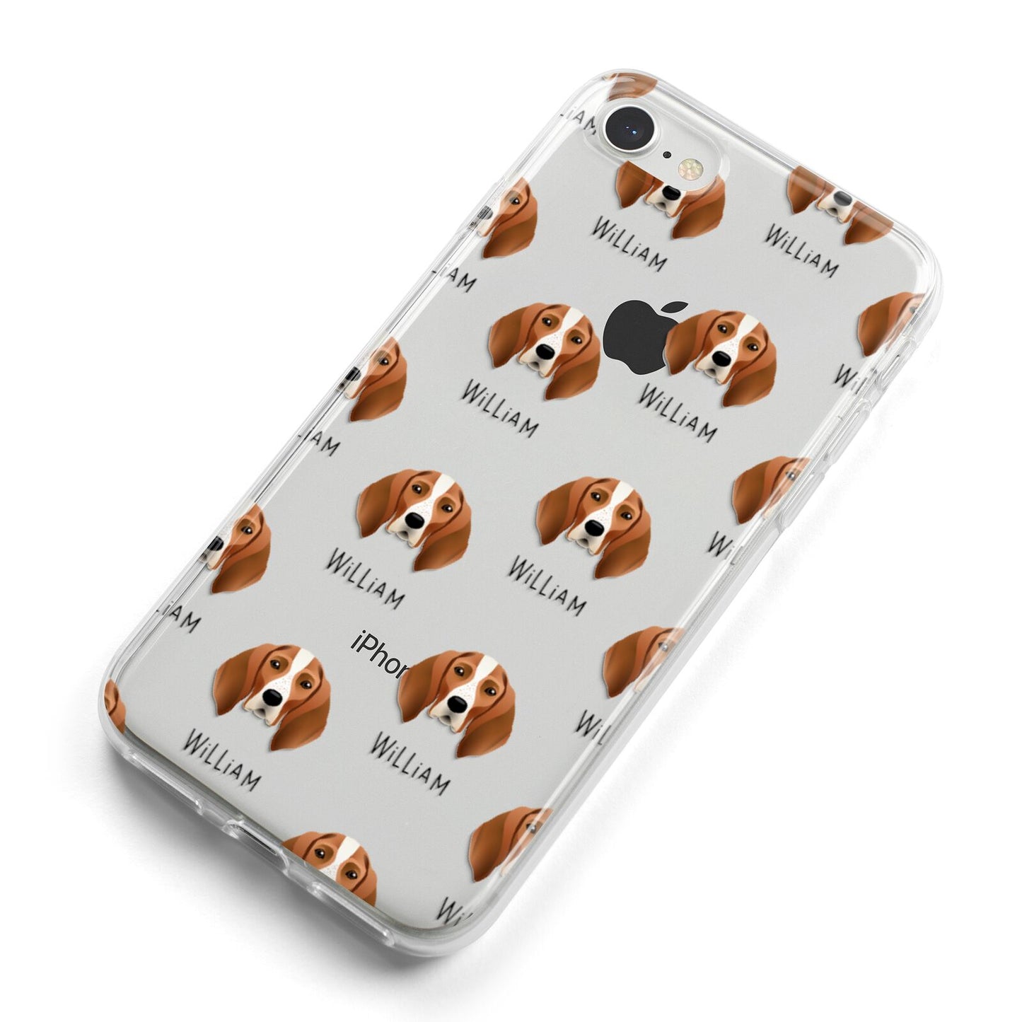 English Coonhound Icon with Name iPhone 8 Bumper Case on Silver iPhone Alternative Image