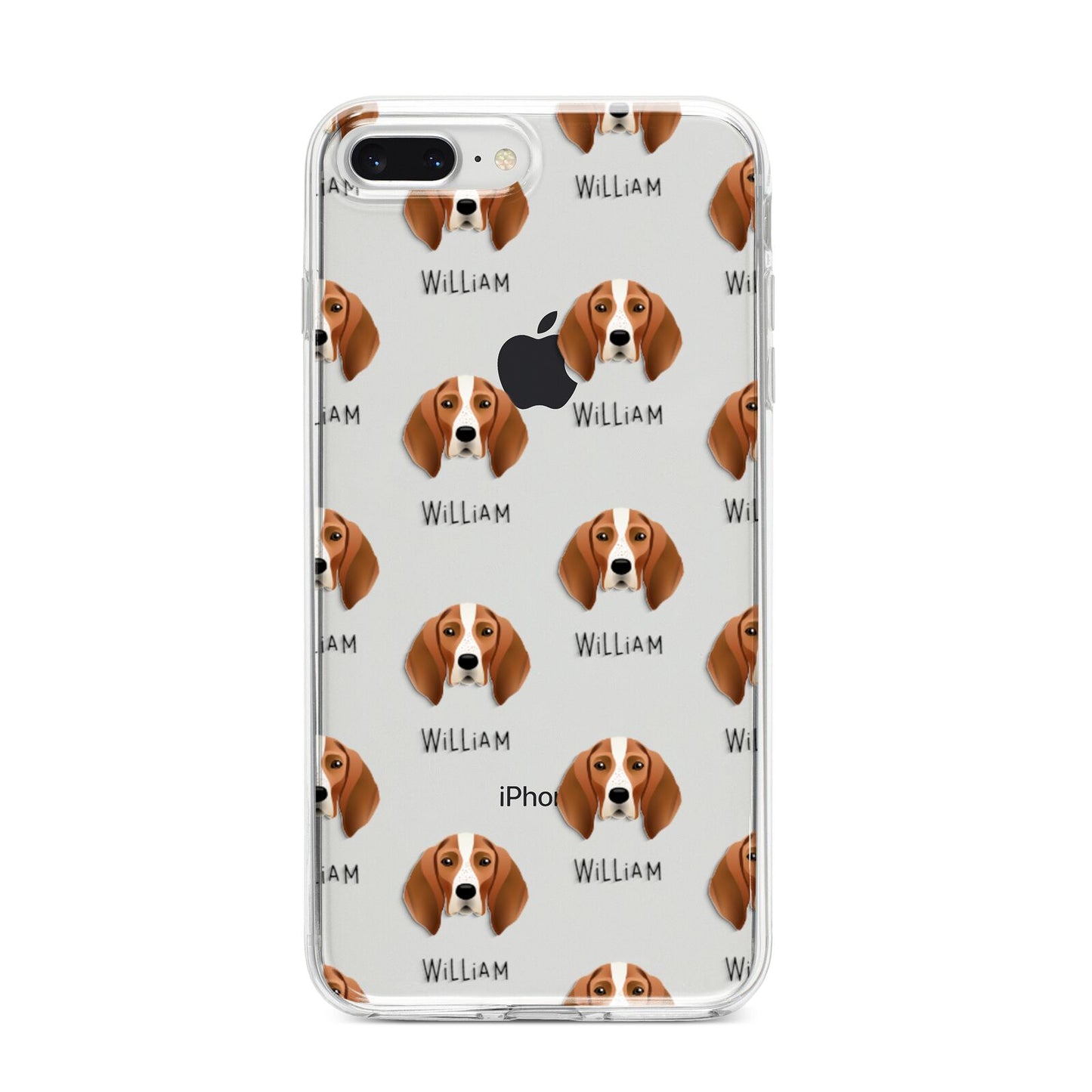 English Coonhound Icon with Name iPhone 8 Plus Bumper Case on Silver iPhone