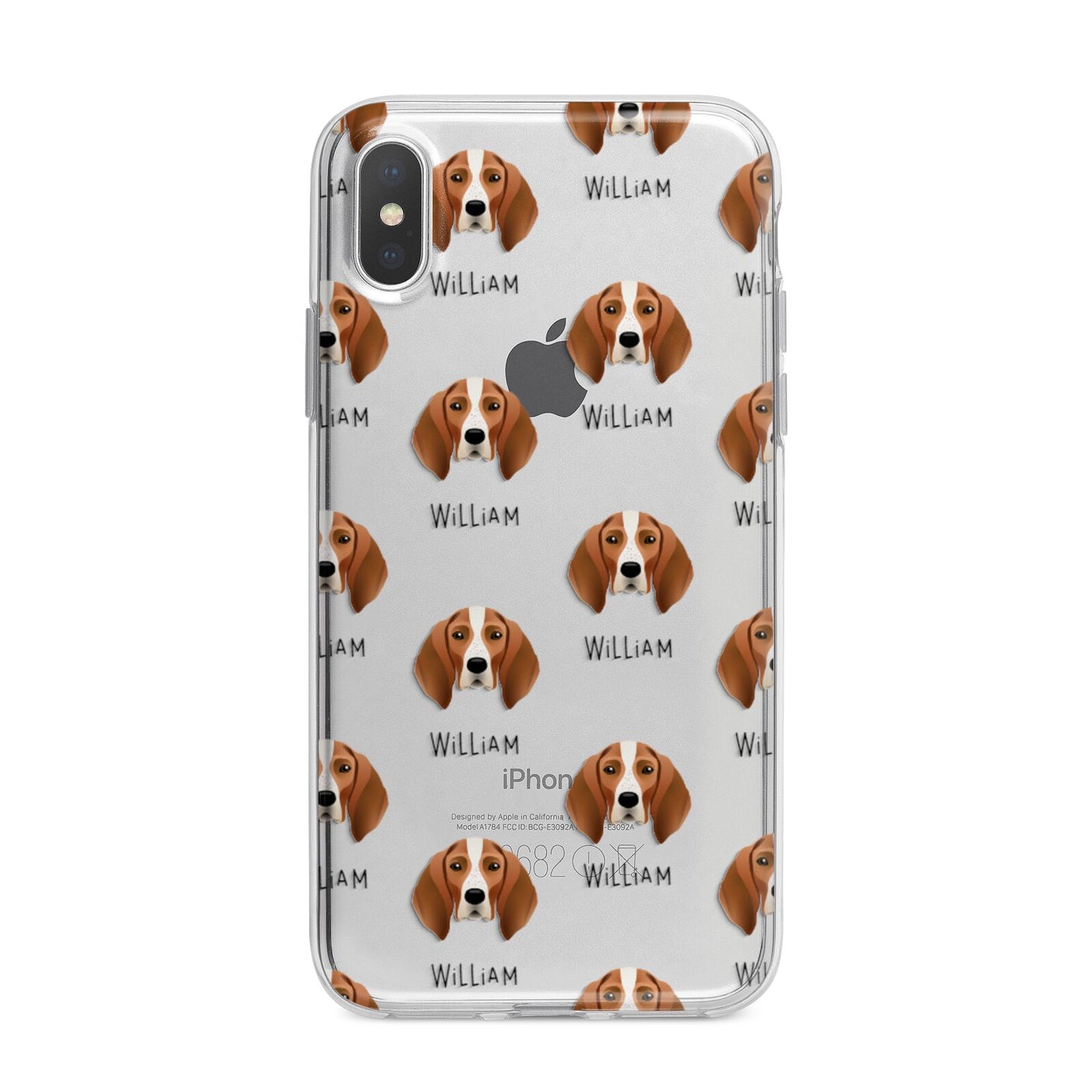 English Coonhound Icon with Name iPhone X Bumper Case on Silver iPhone Alternative Image 1