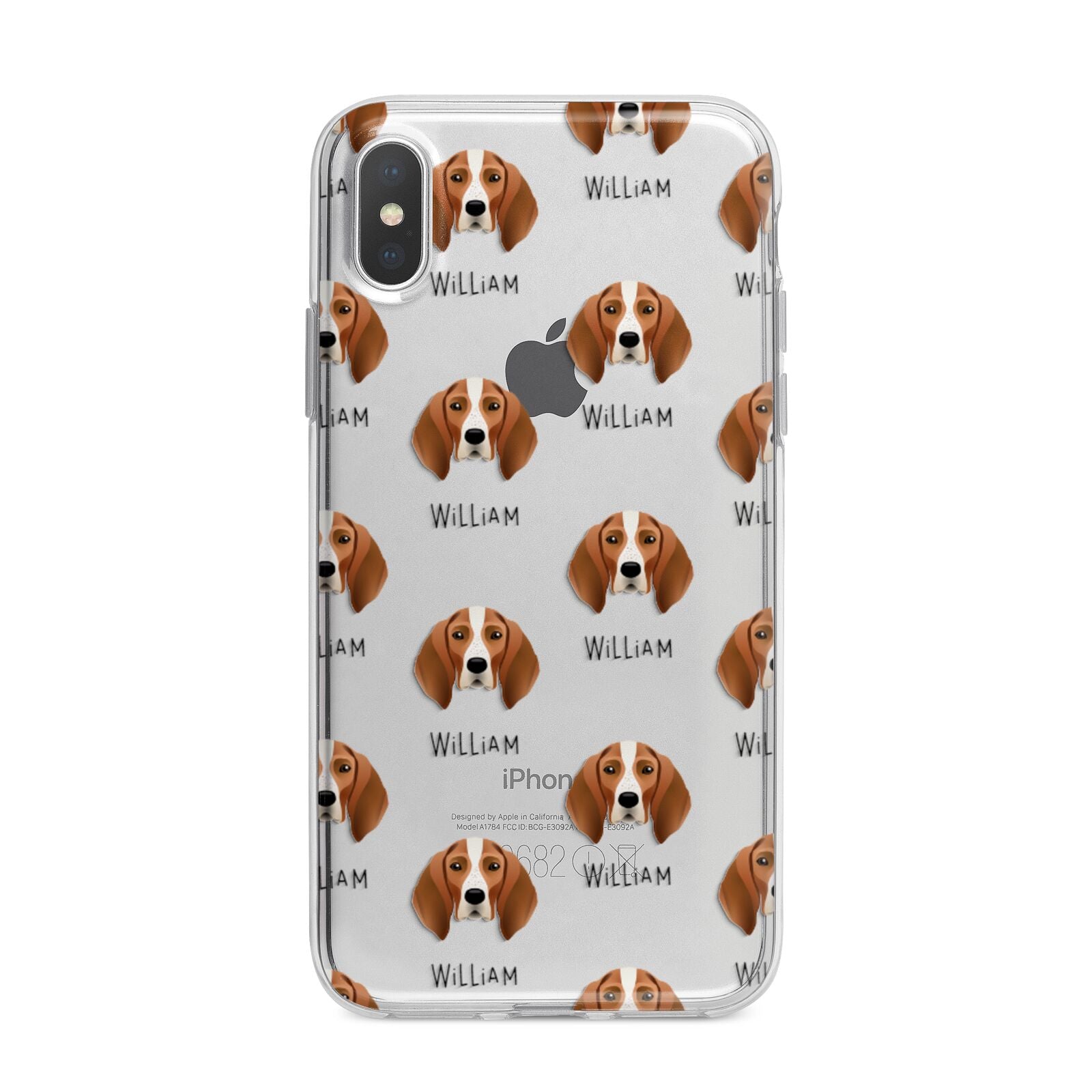 English Coonhound Icon with Name iPhone X Bumper Case on Silver iPhone Alternative Image 1