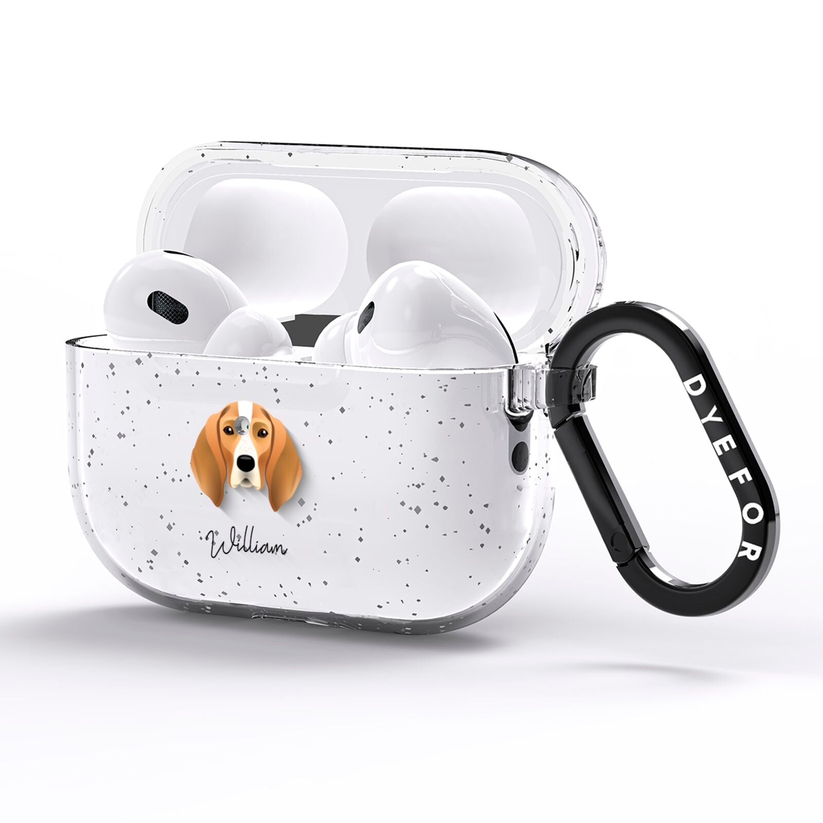 English Coonhound Personalised AirPods Pro Glitter Case Side Image