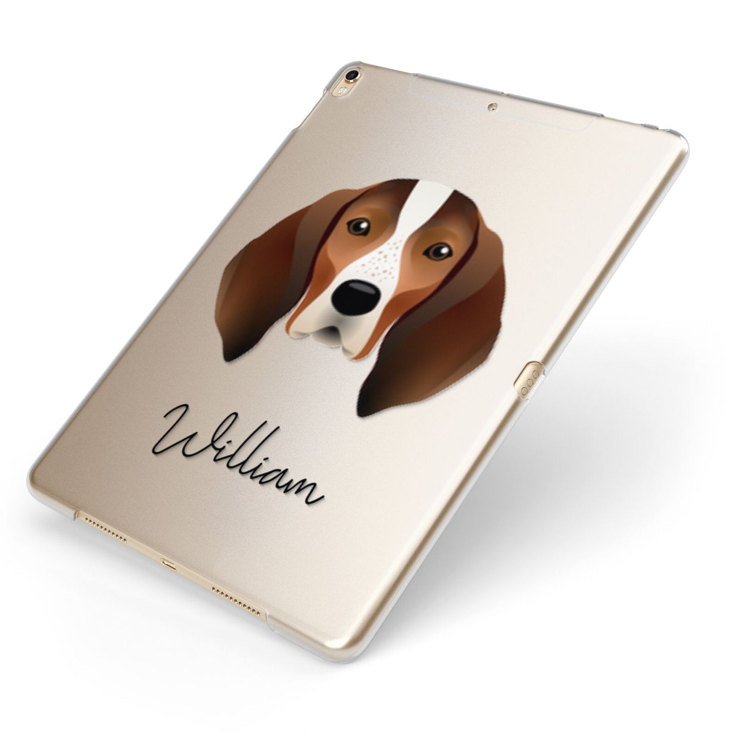 English Coonhound Personalised Apple iPad Case on Gold iPad Side View