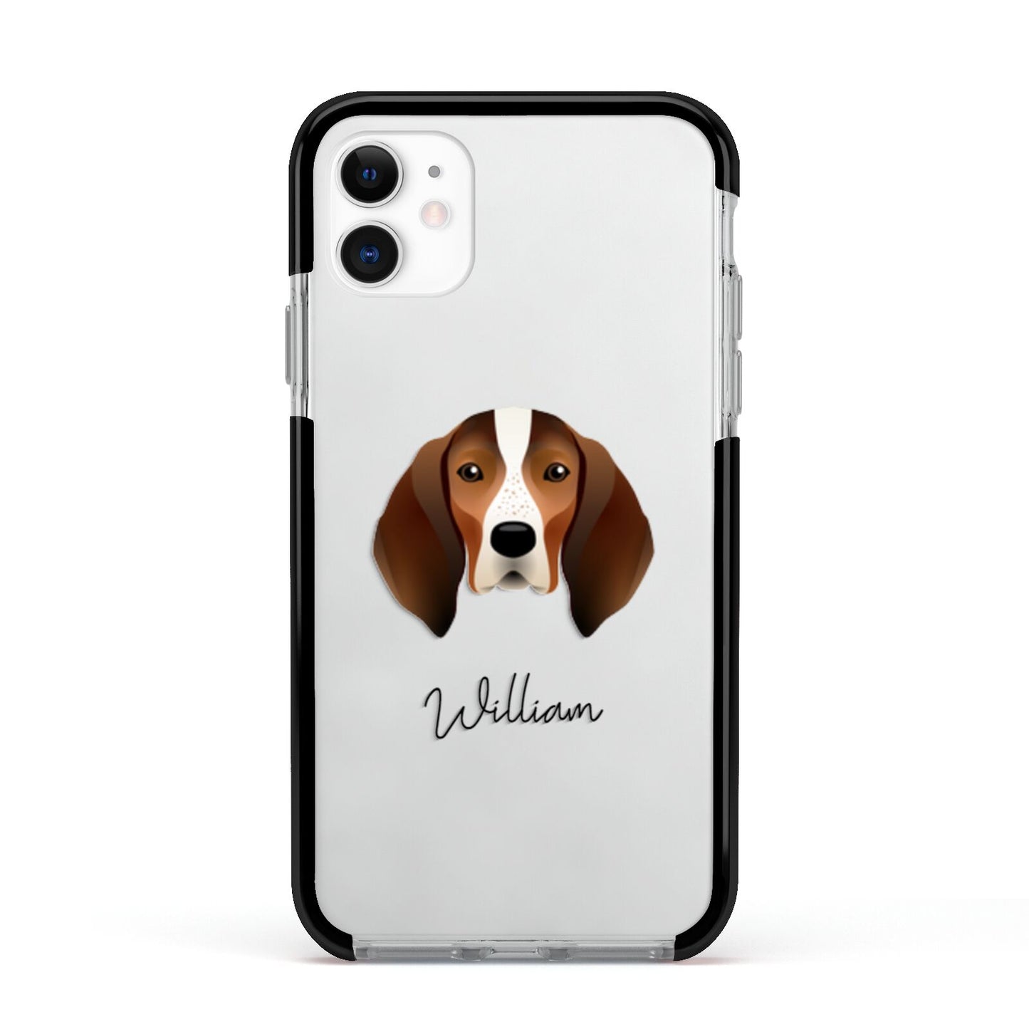 English Coonhound Personalised Apple iPhone 11 in White with Black Impact Case