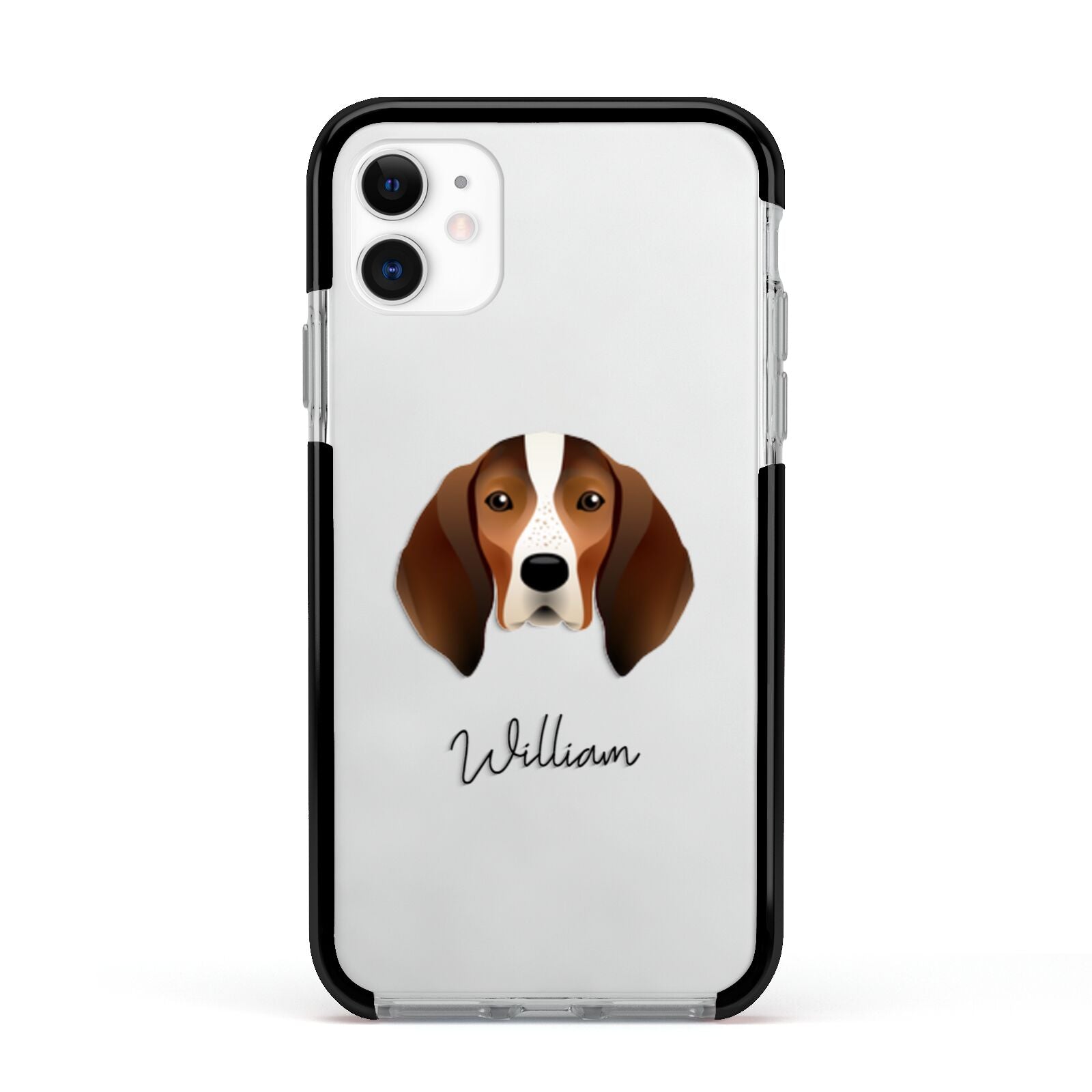English Coonhound Personalised Apple iPhone 11 in White with Black Impact Case