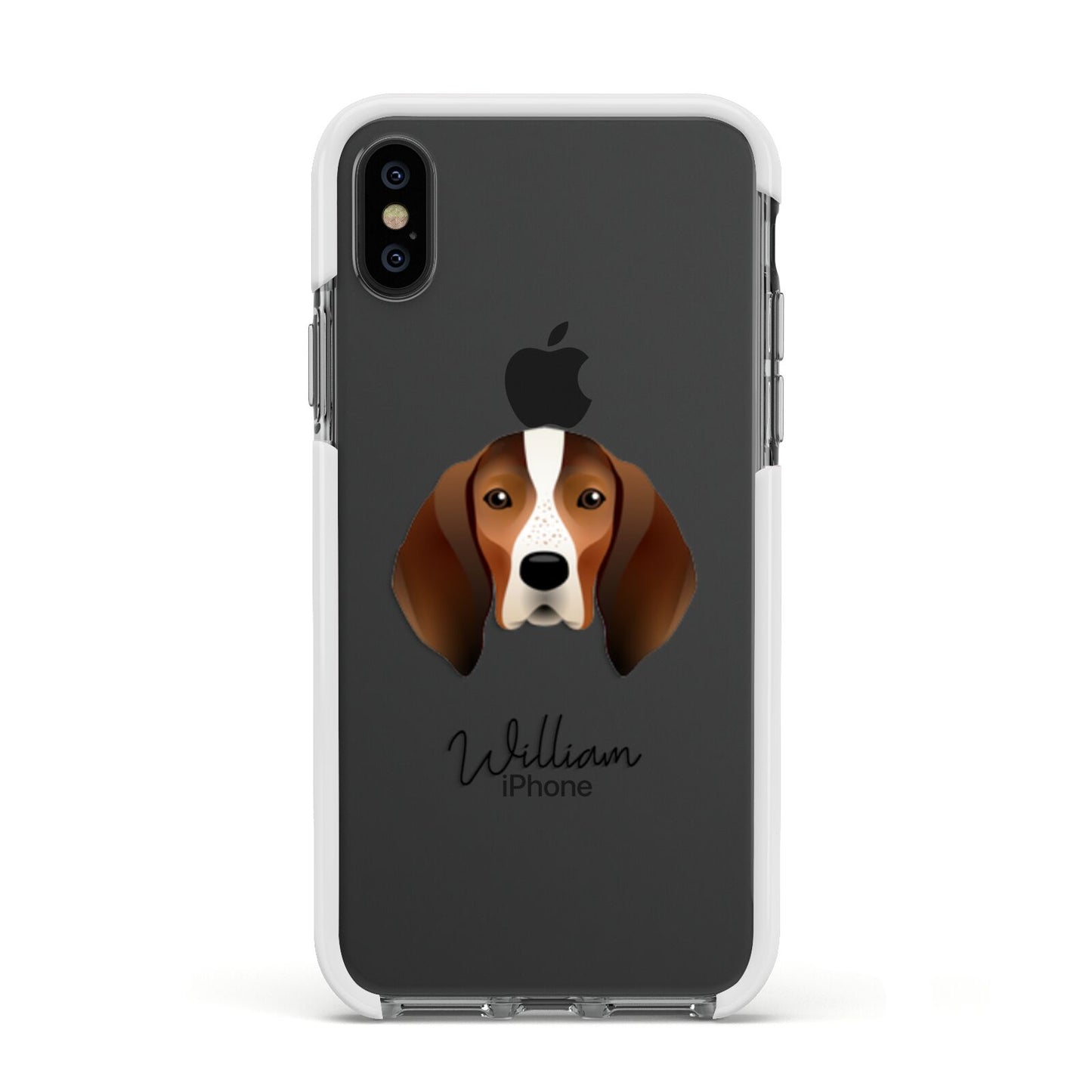 English Coonhound Personalised Apple iPhone Xs Impact Case White Edge on Black Phone