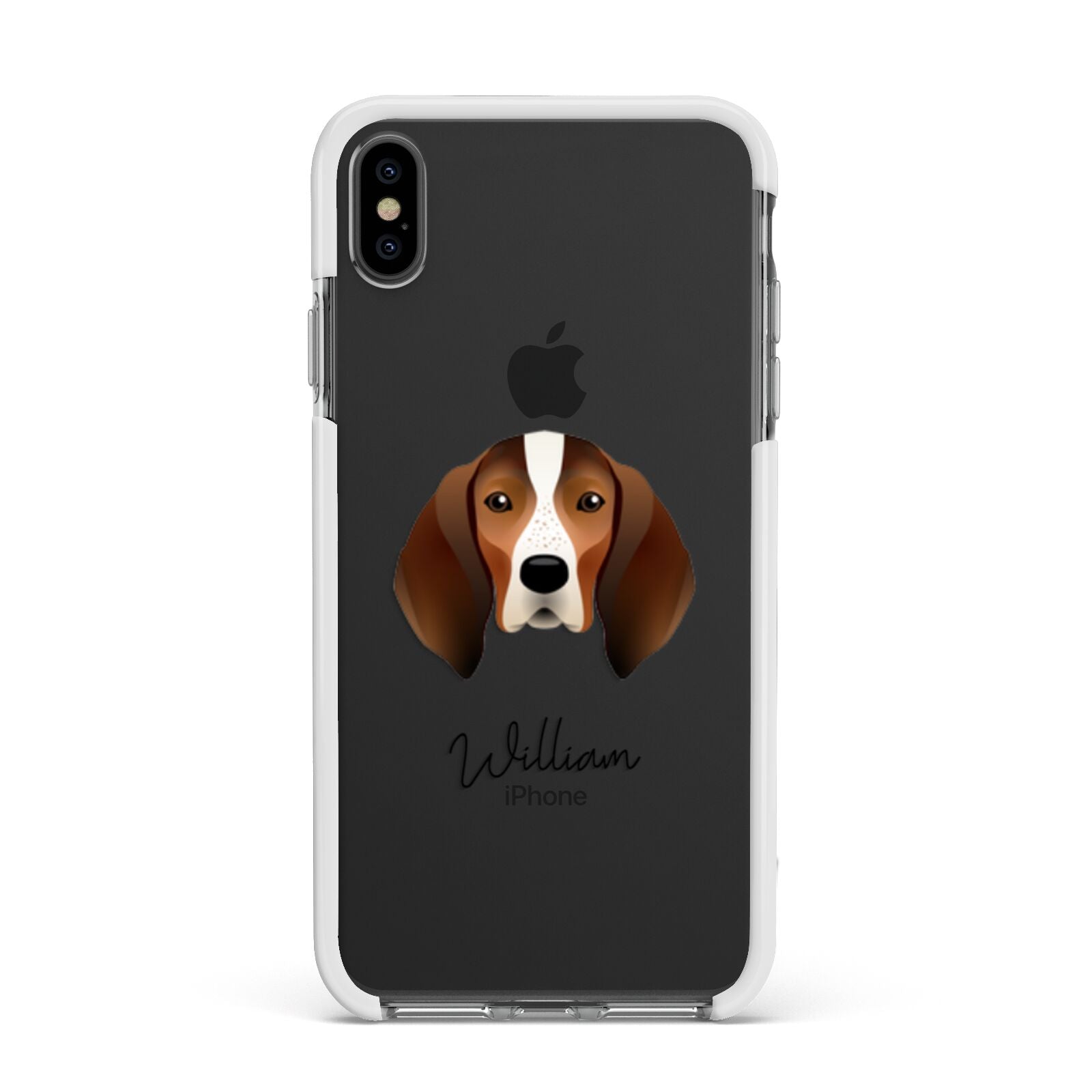 English Coonhound Personalised Apple iPhone Xs Max Impact Case White Edge on Black Phone