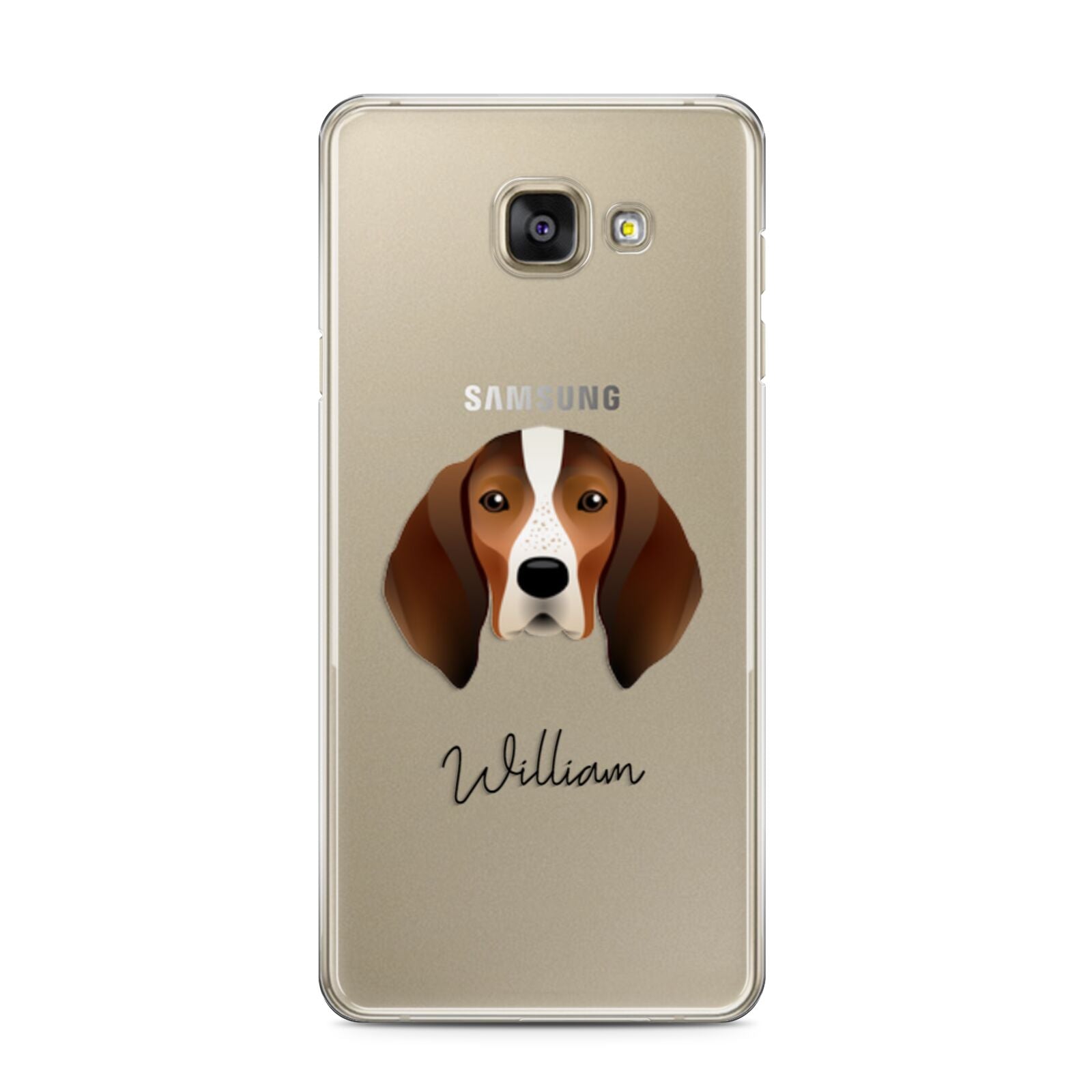 English Coonhound Personalised Samsung Galaxy A3 2016 Case on gold phone