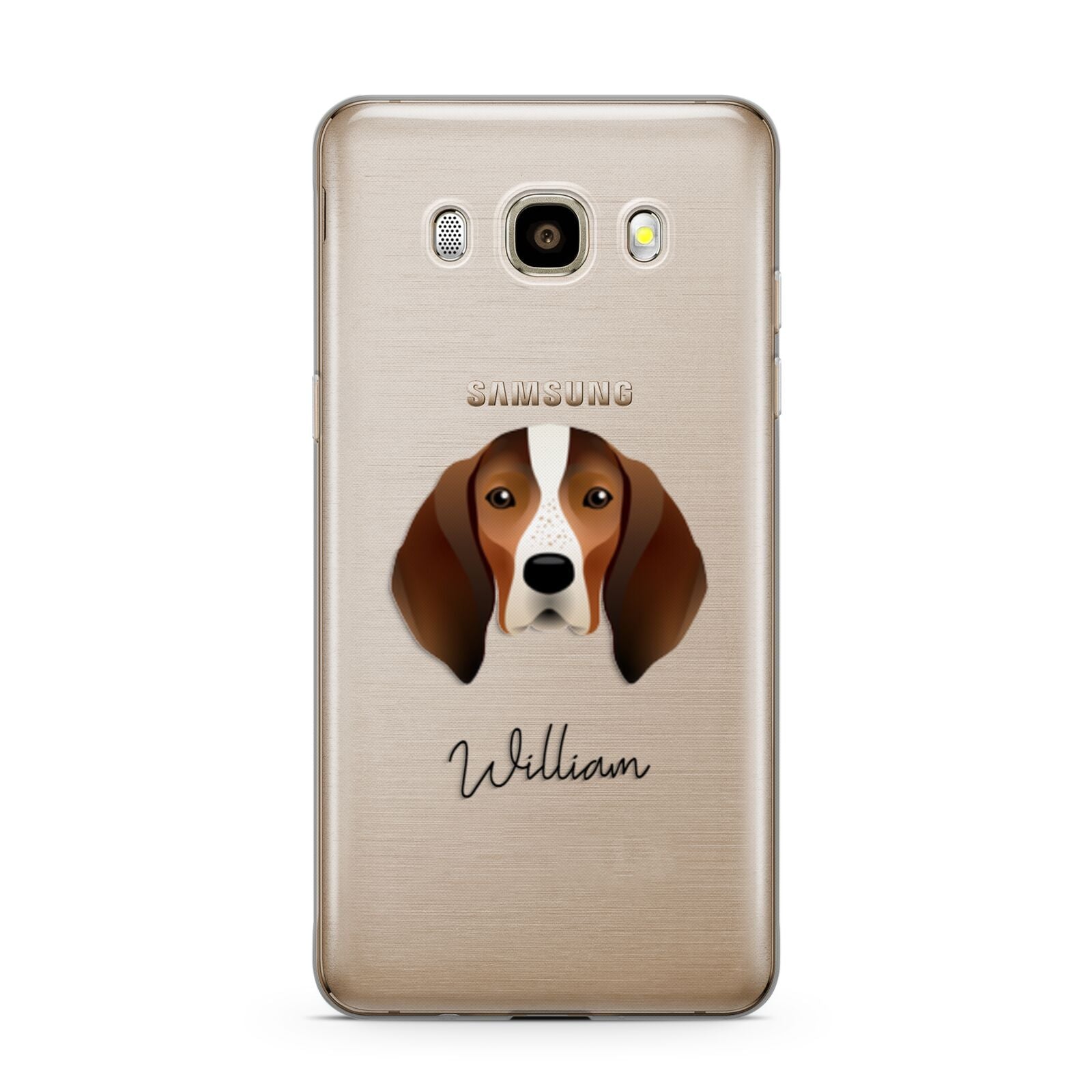 English Coonhound Personalised Samsung Galaxy J7 2016 Case on gold phone