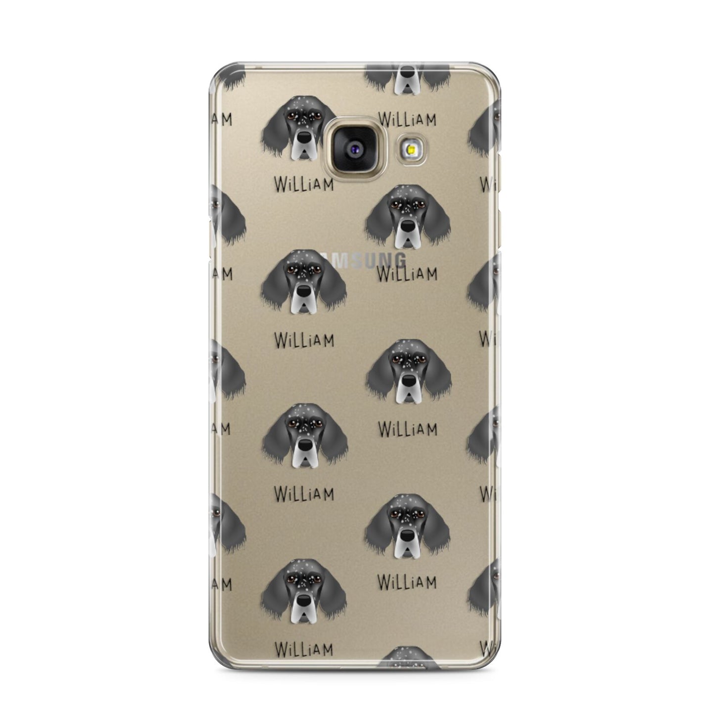 English Setter Icon with Name Samsung Galaxy A3 2016 Case on gold phone