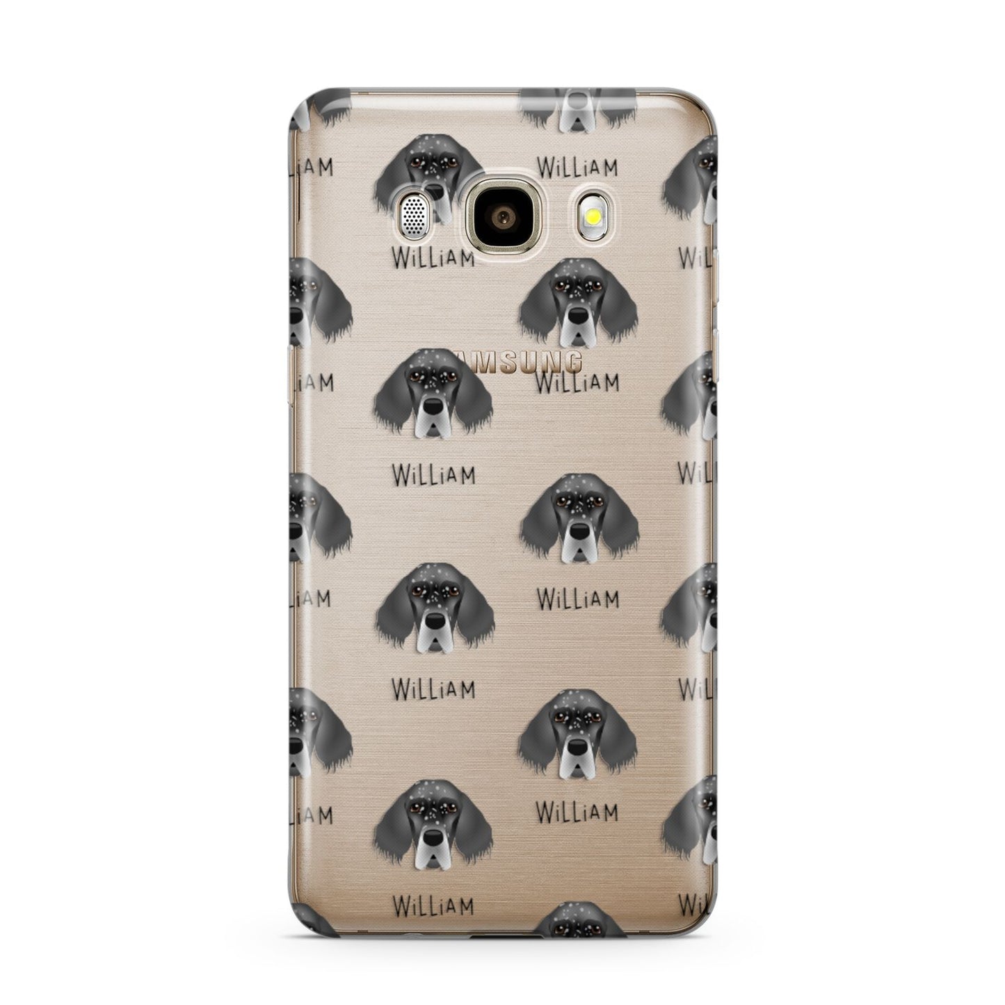 English Setter Icon with Name Samsung Galaxy J7 2016 Case on gold phone