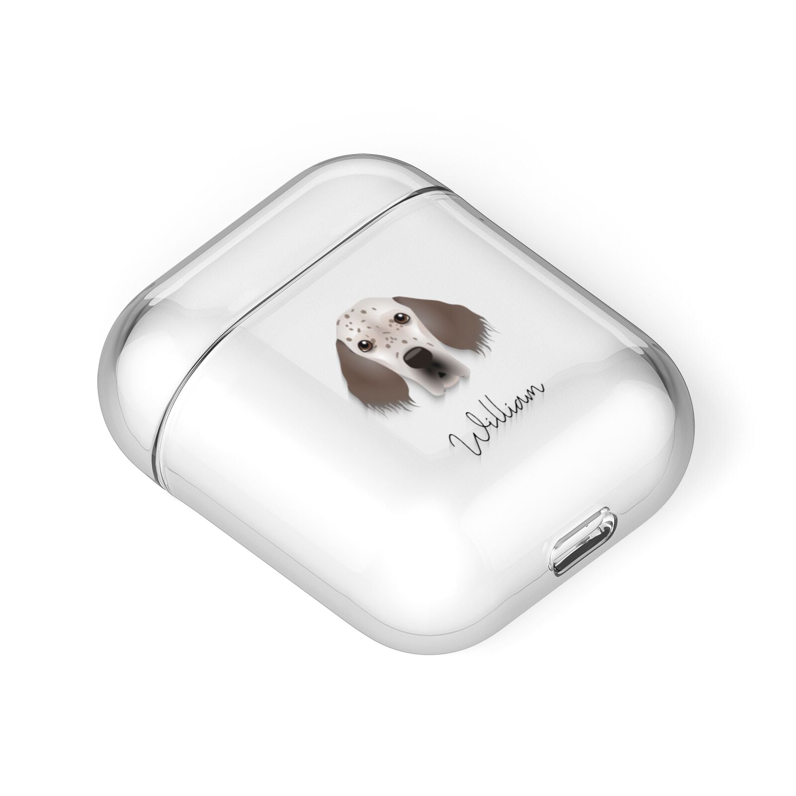 English Setter Personalised AirPods Case Laid Flat