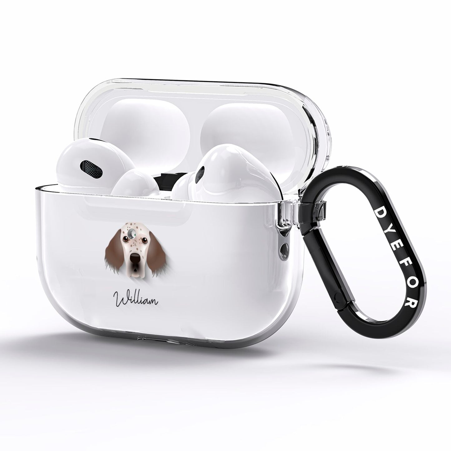 English Setter Personalised AirPods Pro Clear Case Side Image