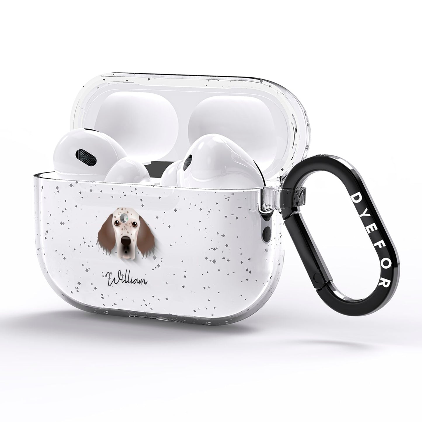 English Setter Personalised AirPods Pro Glitter Case Side Image