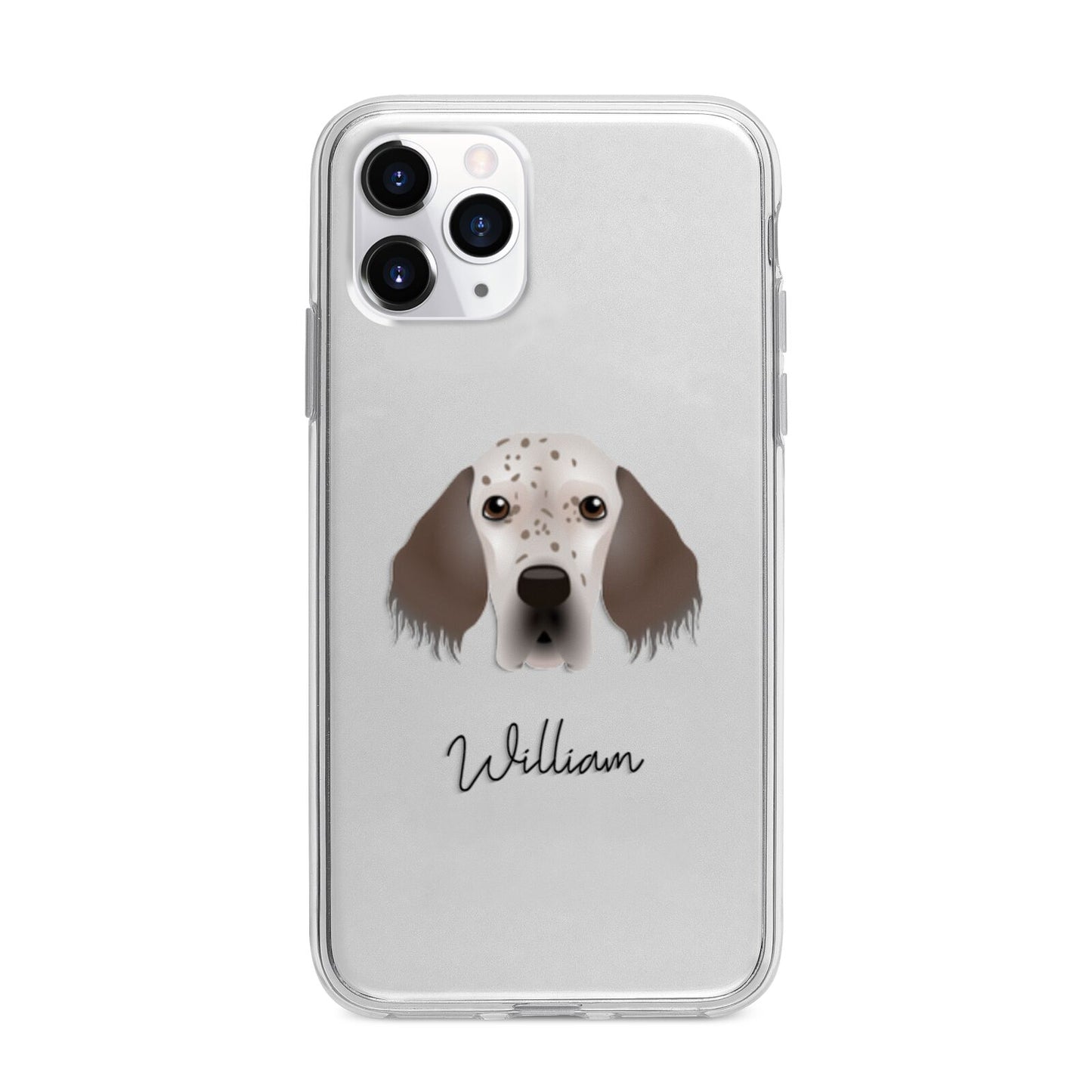 English Setter Personalised Apple iPhone 11 Pro Max in Silver with Bumper Case