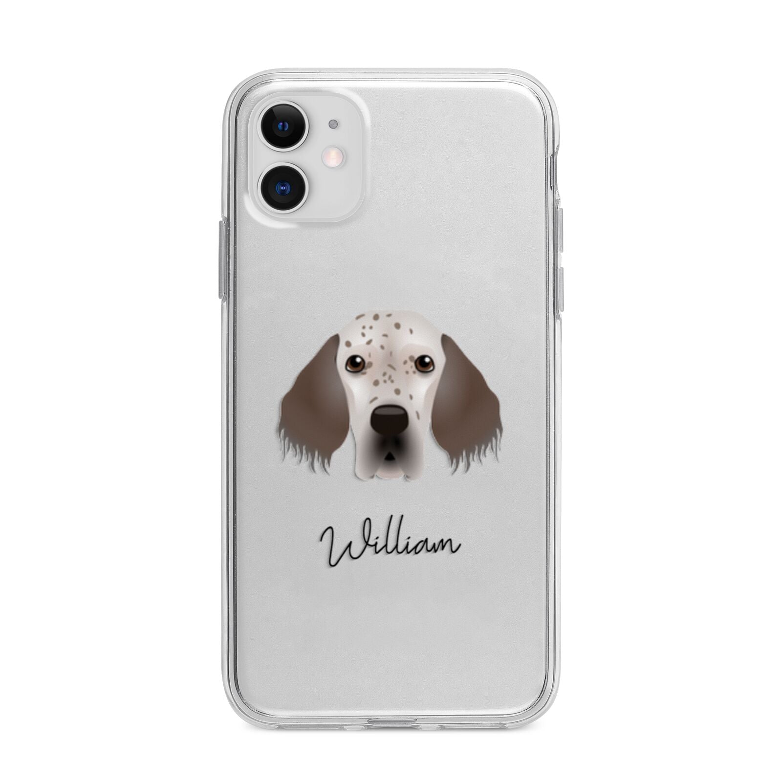 English Setter Personalised Apple iPhone 11 in White with Bumper Case