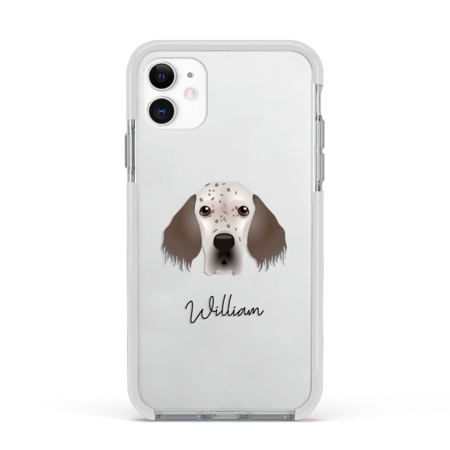 English Setter Personalised Apple iPhone 11 in White with White Impact Case