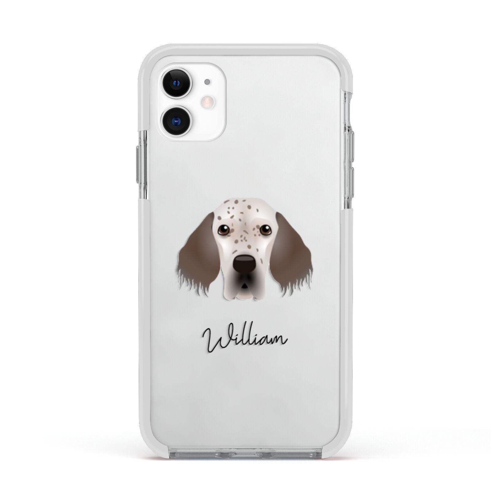 English Setter Personalised Apple iPhone 11 in White with White Impact Case