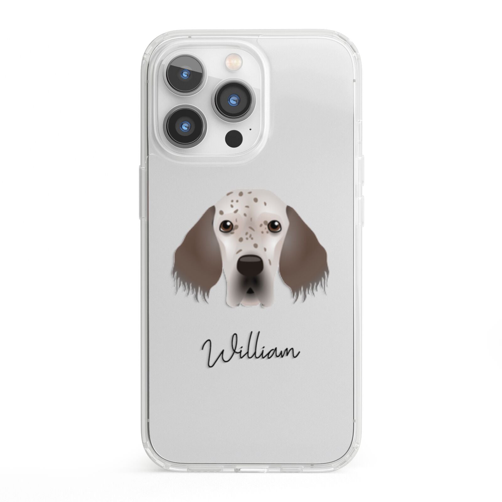 English Setter Personalised iPhone 13 Pro Clear Bumper Case
