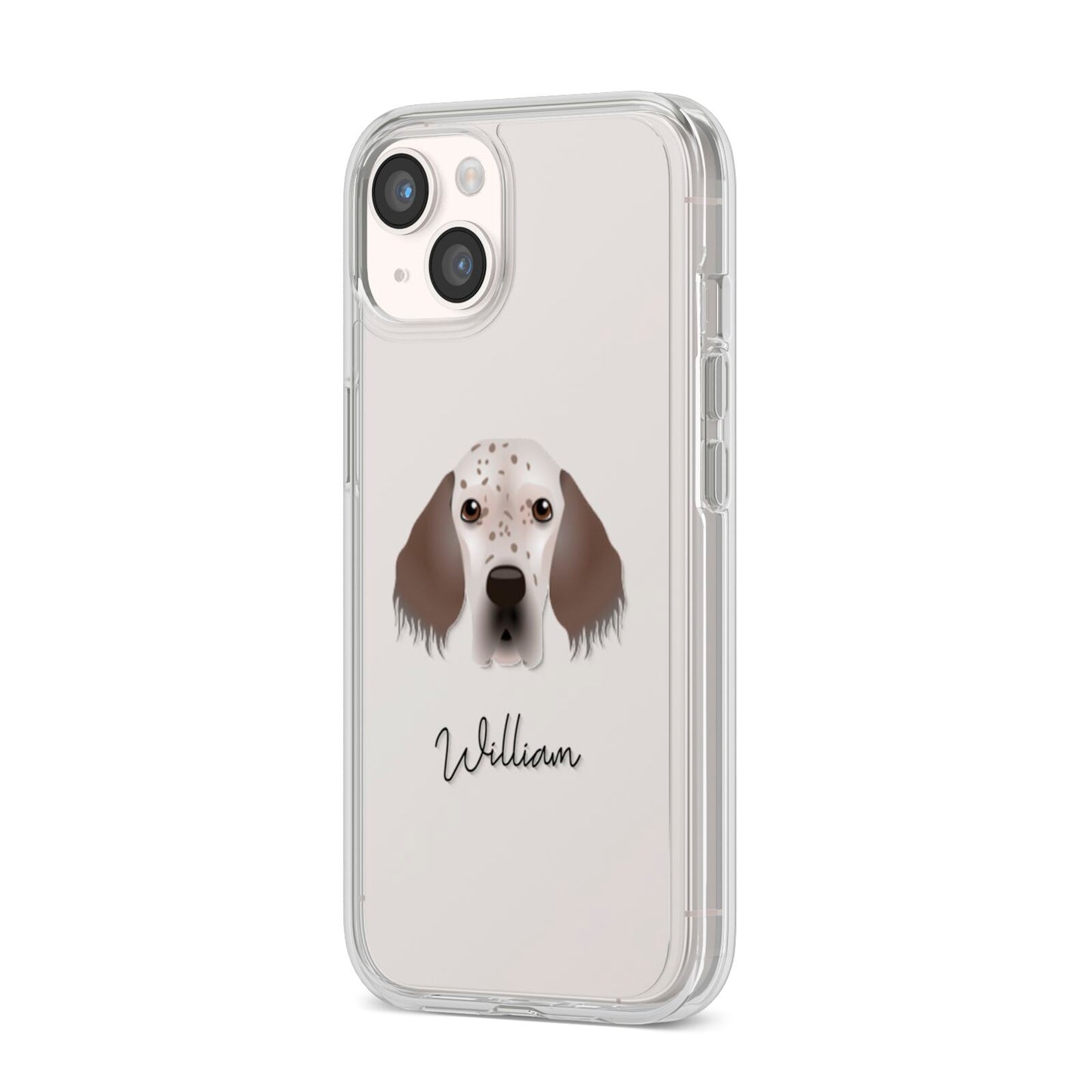 English Setter Personalised iPhone 14 Clear Tough Case Starlight Angled Image