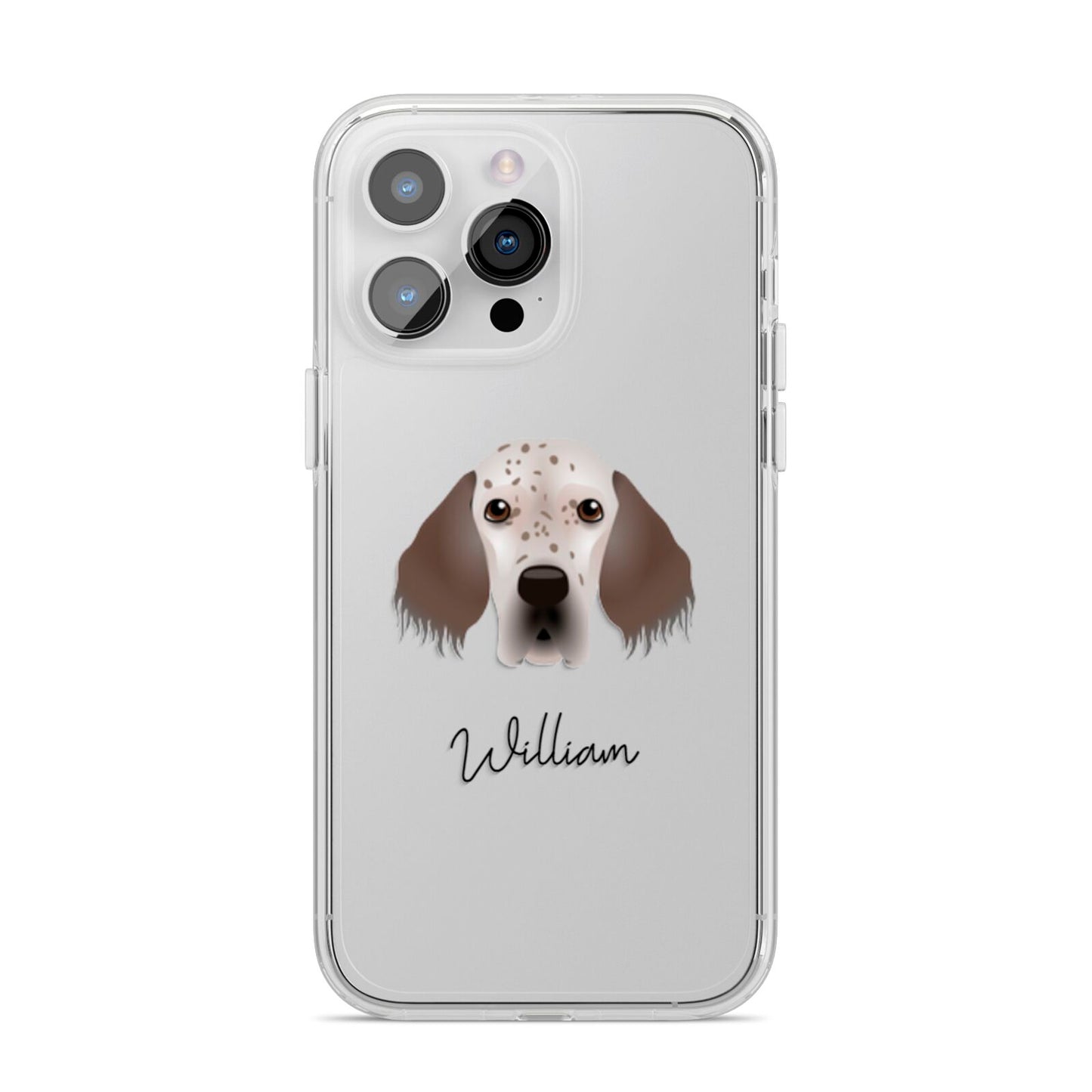 English Setter Personalised iPhone 14 Pro Max Clear Tough Case Silver
