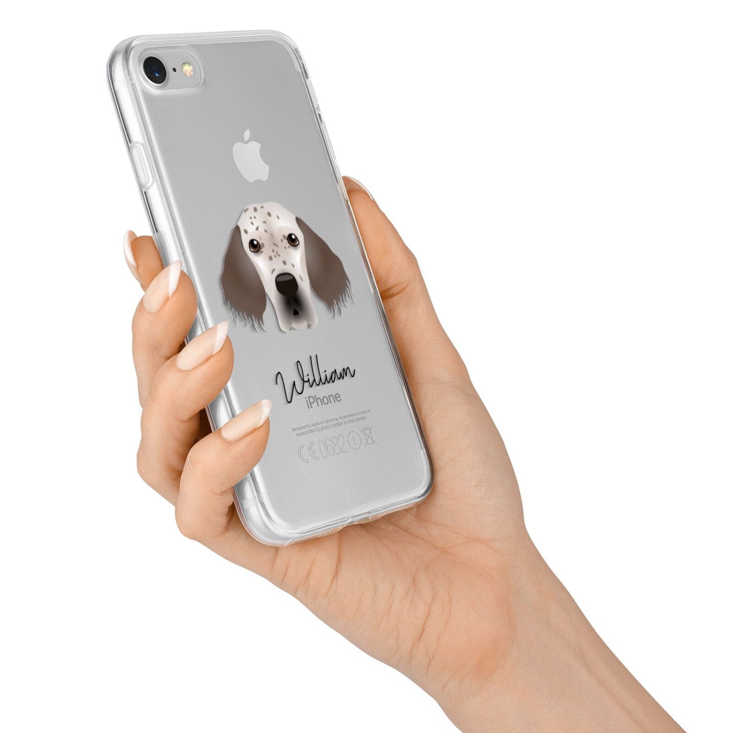 English Setter Personalised iPhone 7 Bumper Case on Silver iPhone Alternative Image