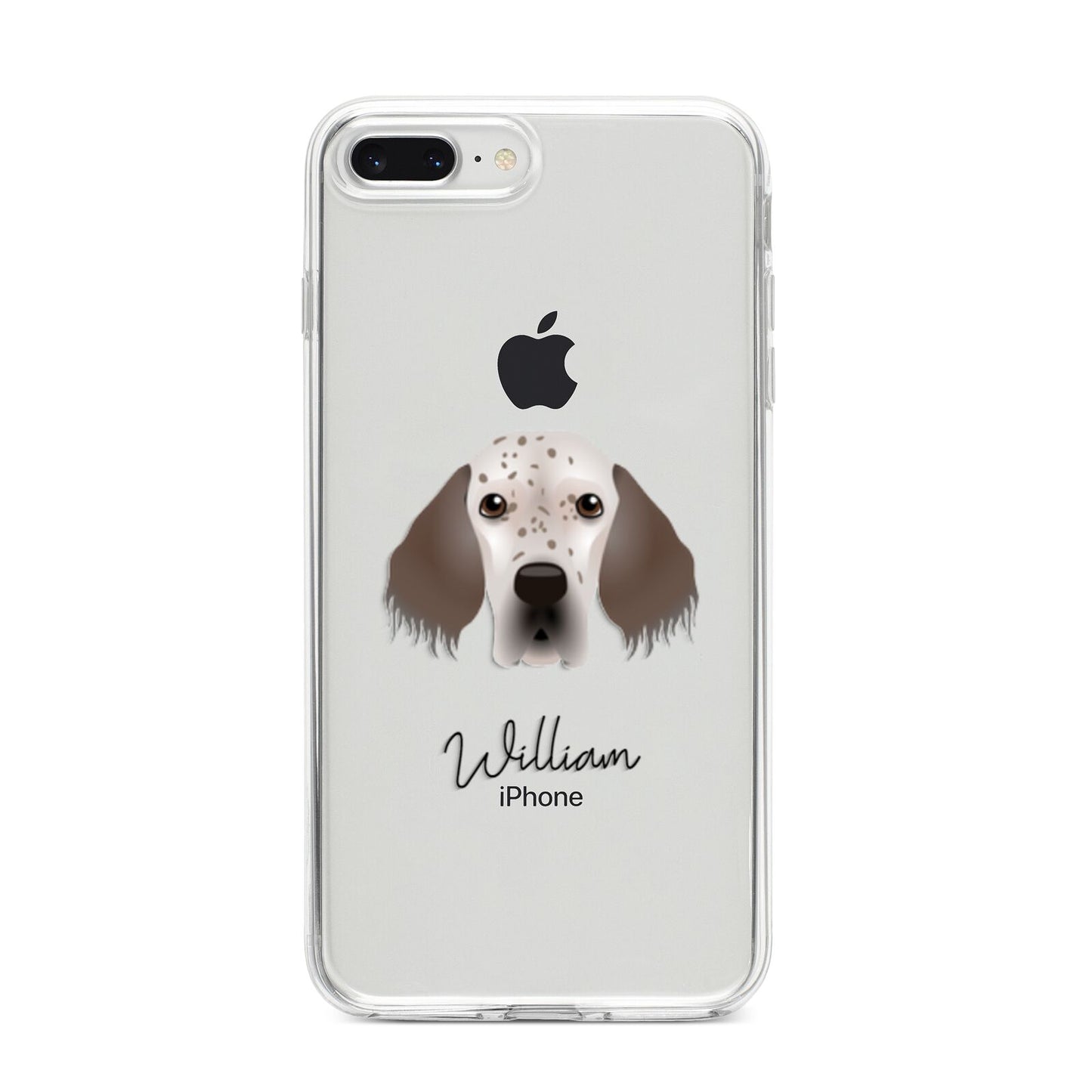 English Setter Personalised iPhone 8 Plus Bumper Case on Silver iPhone