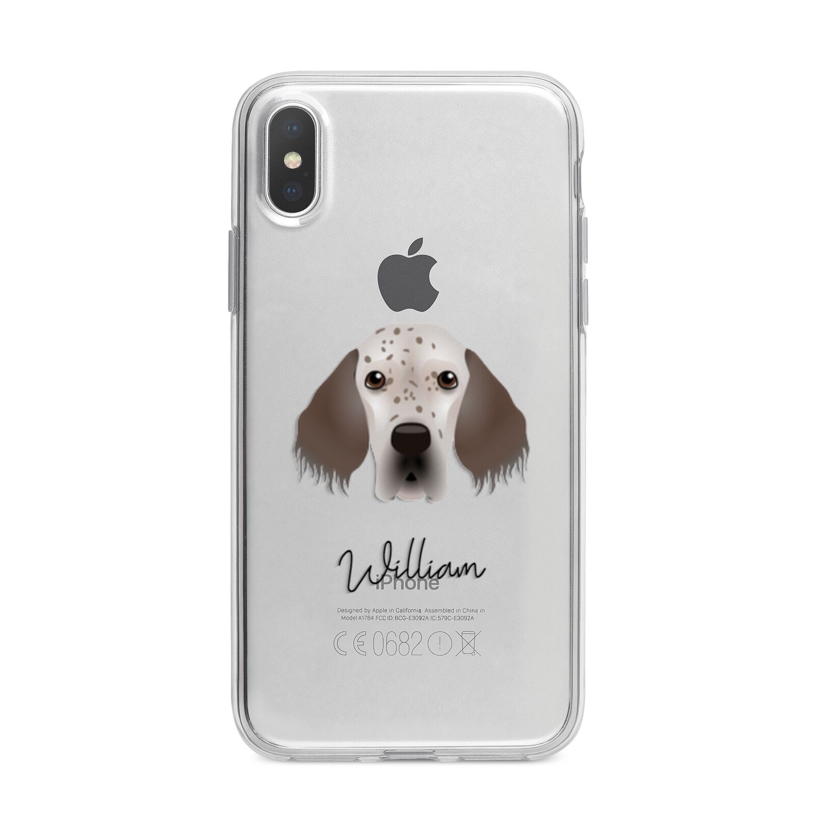 English Setter Personalised iPhone X Bumper Case on Silver iPhone Alternative Image 1