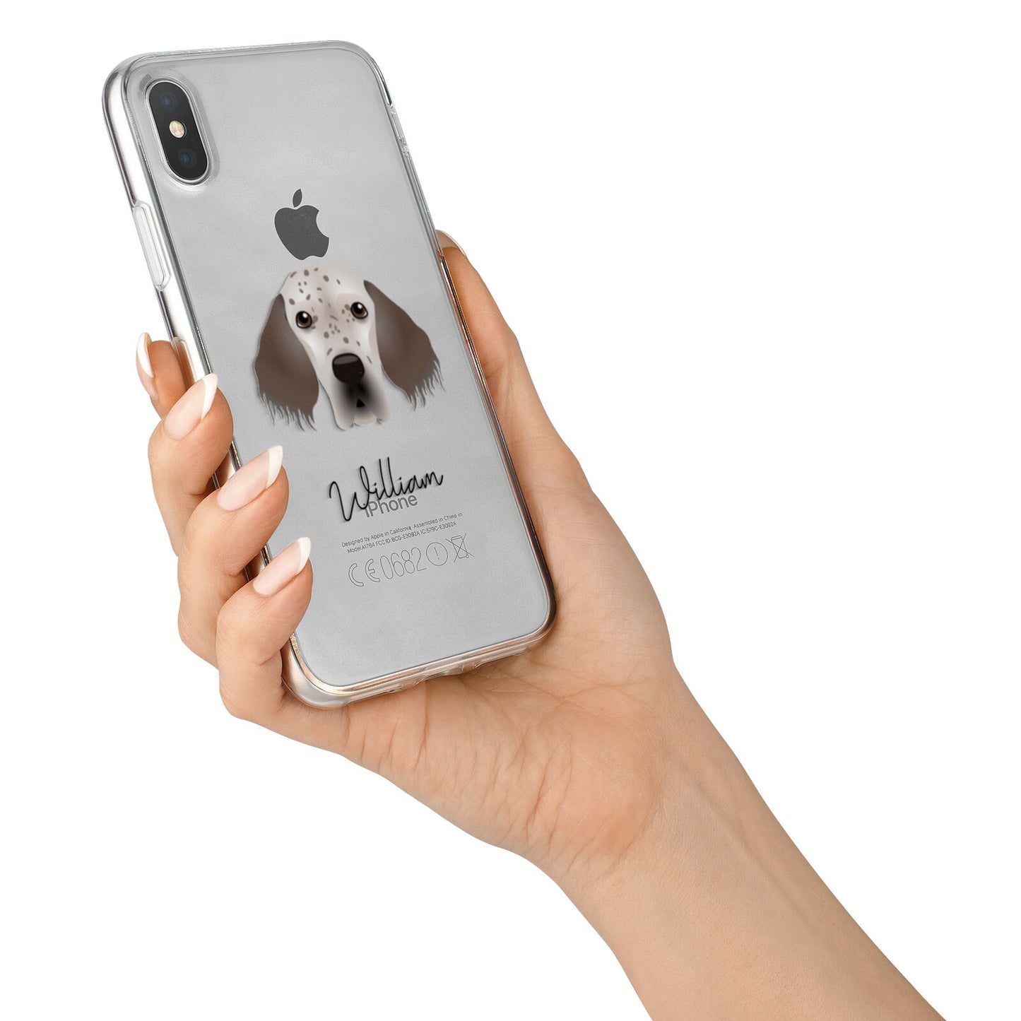 English Setter Personalised iPhone X Bumper Case on Silver iPhone Alternative Image 2