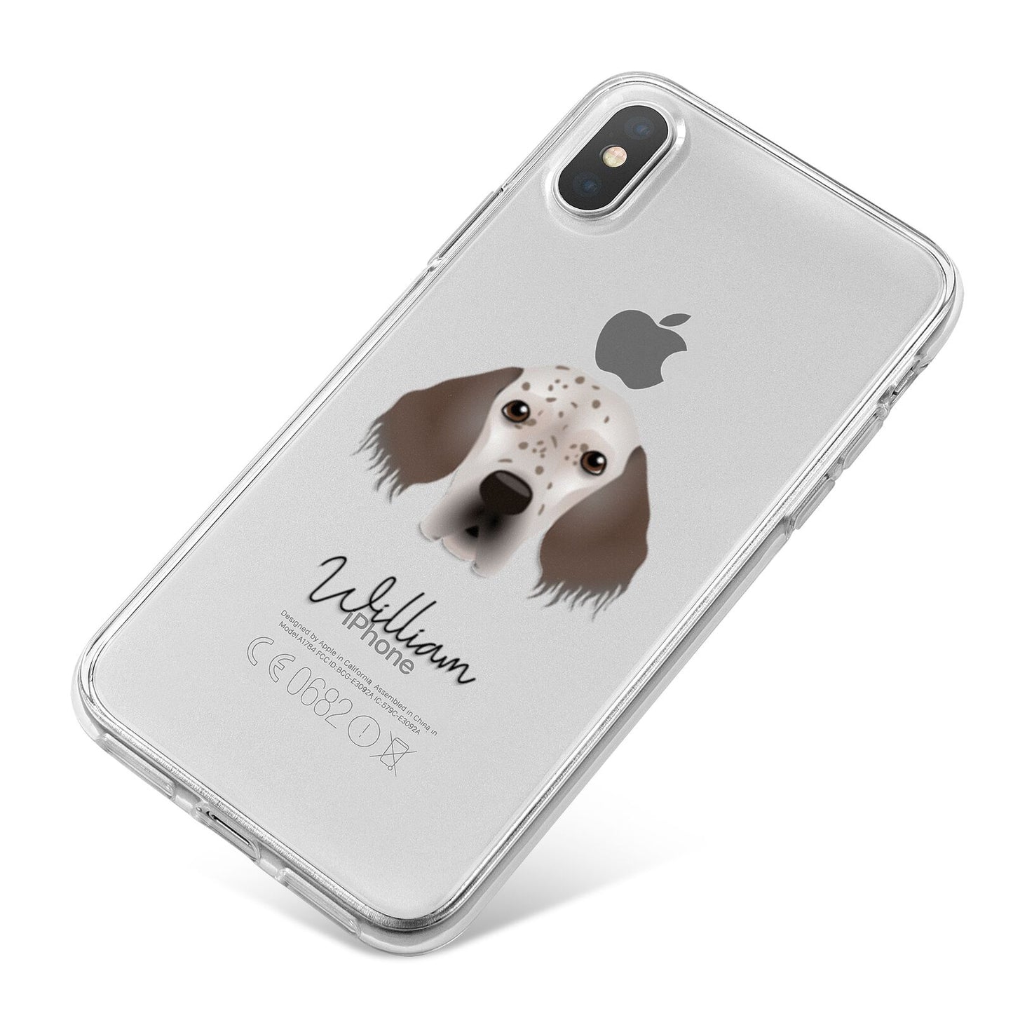 English Setter Personalised iPhone X Bumper Case on Silver iPhone