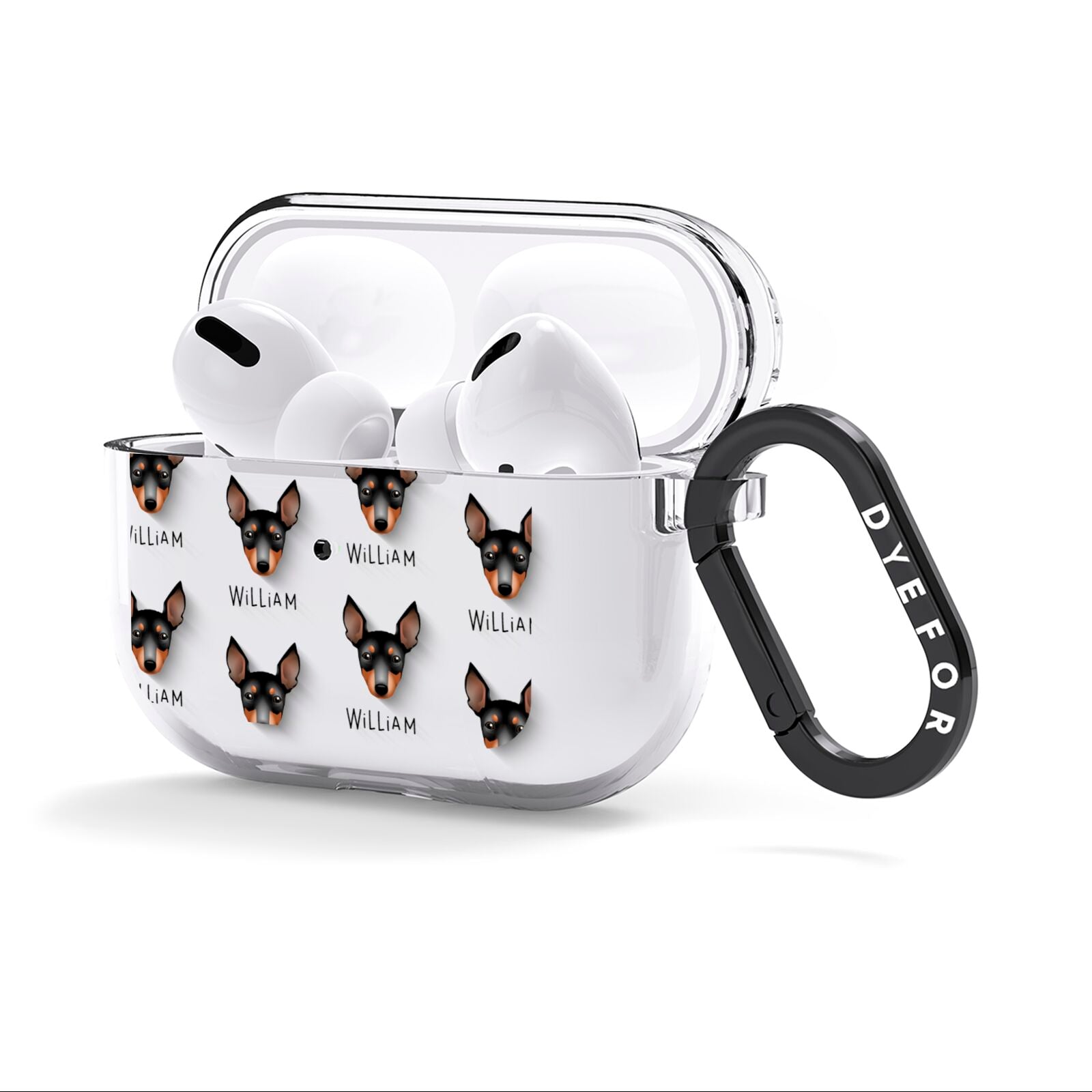 English Toy Terrier Icon with Name AirPods Clear Case 3rd Gen Side Image